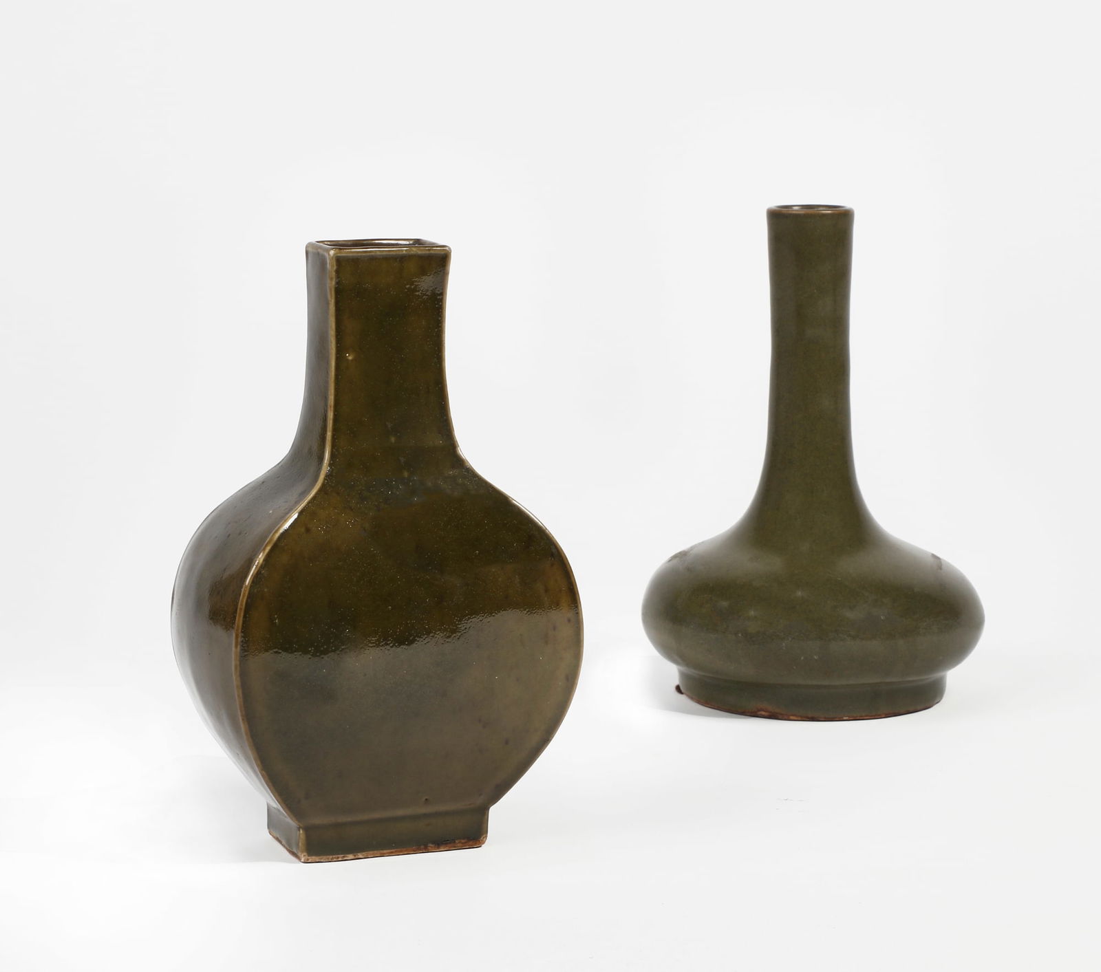 Two Asian green glazed ceramic vases (1 of 4)