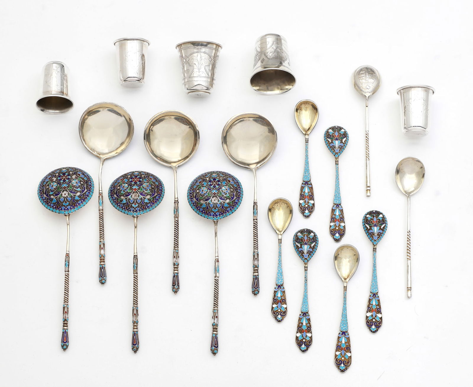 A set of six Russian 84 standard silver spoons (1 of 4)