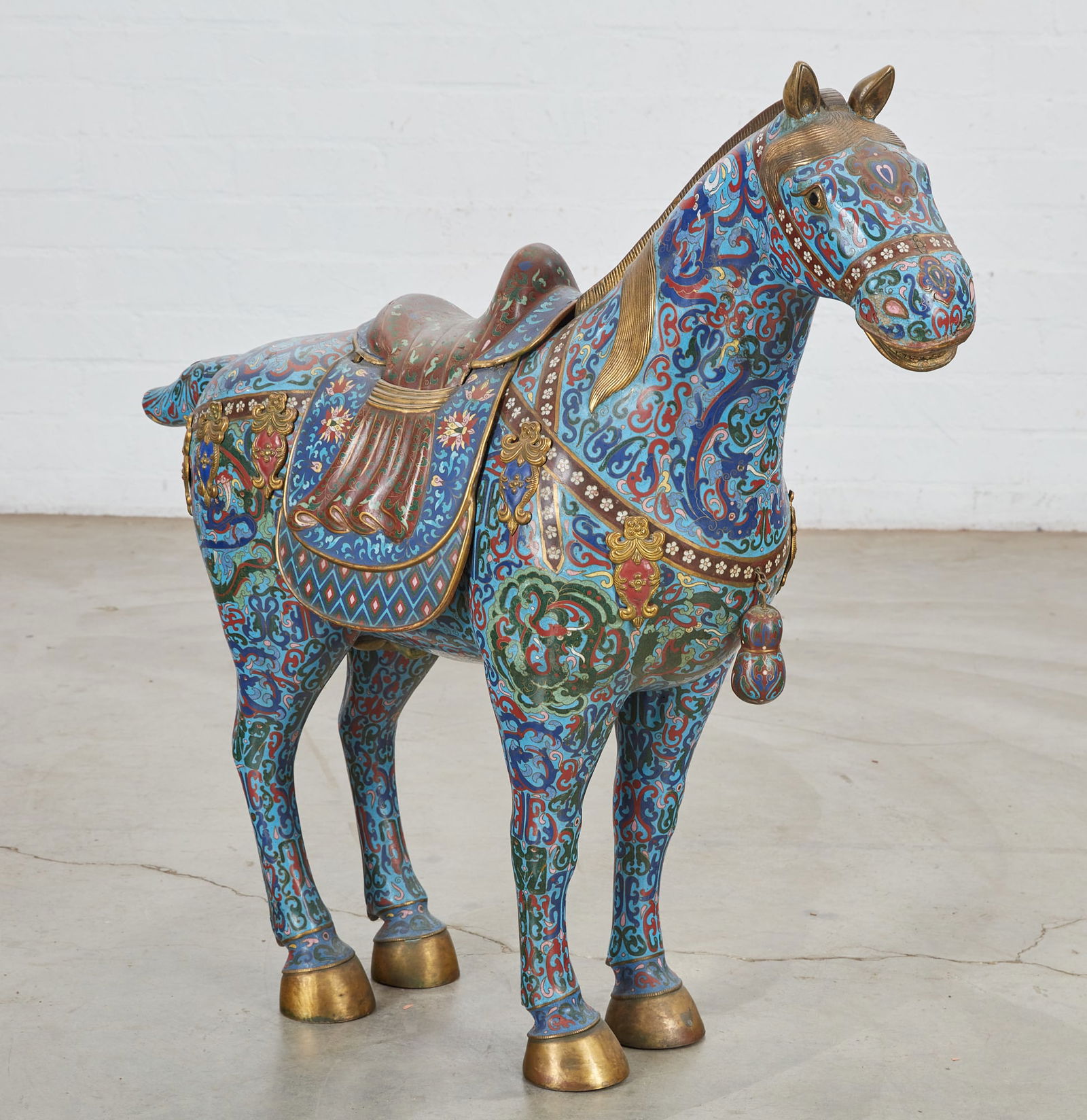 A large Asian cloisonne enamel model of a horse (1 of 7)