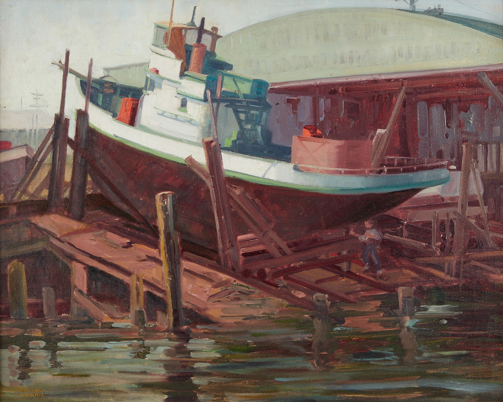 Sam Hyde Harris (American, 1889-1977), Dry Dock, oil on canvas, 24 x 30in (61 x 76cm) (1 of 9)