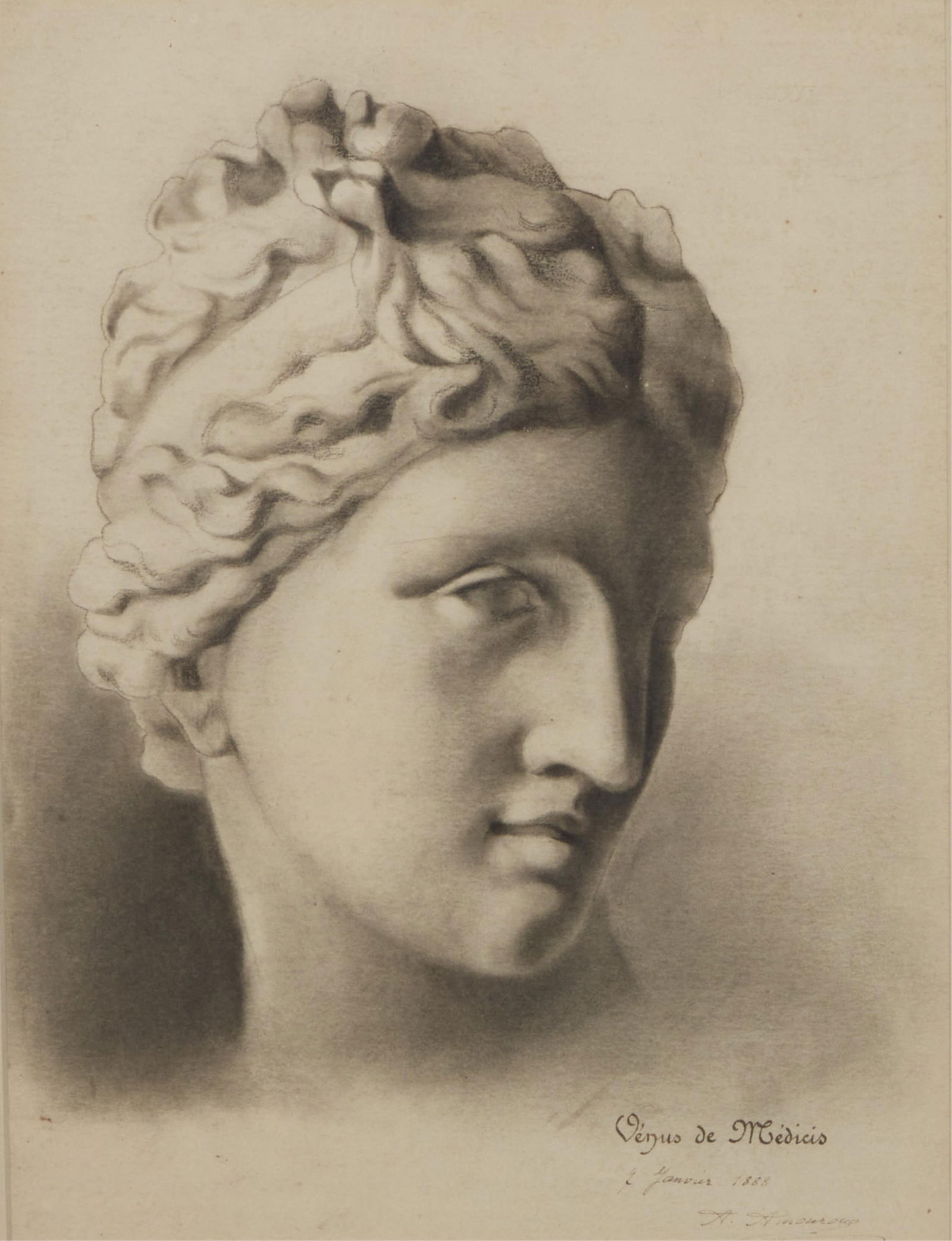 Continental School (19th century), Venus de Medici, pencil on paper, sight 12 x 9in (30 x 22.5cm) (1 of 4)