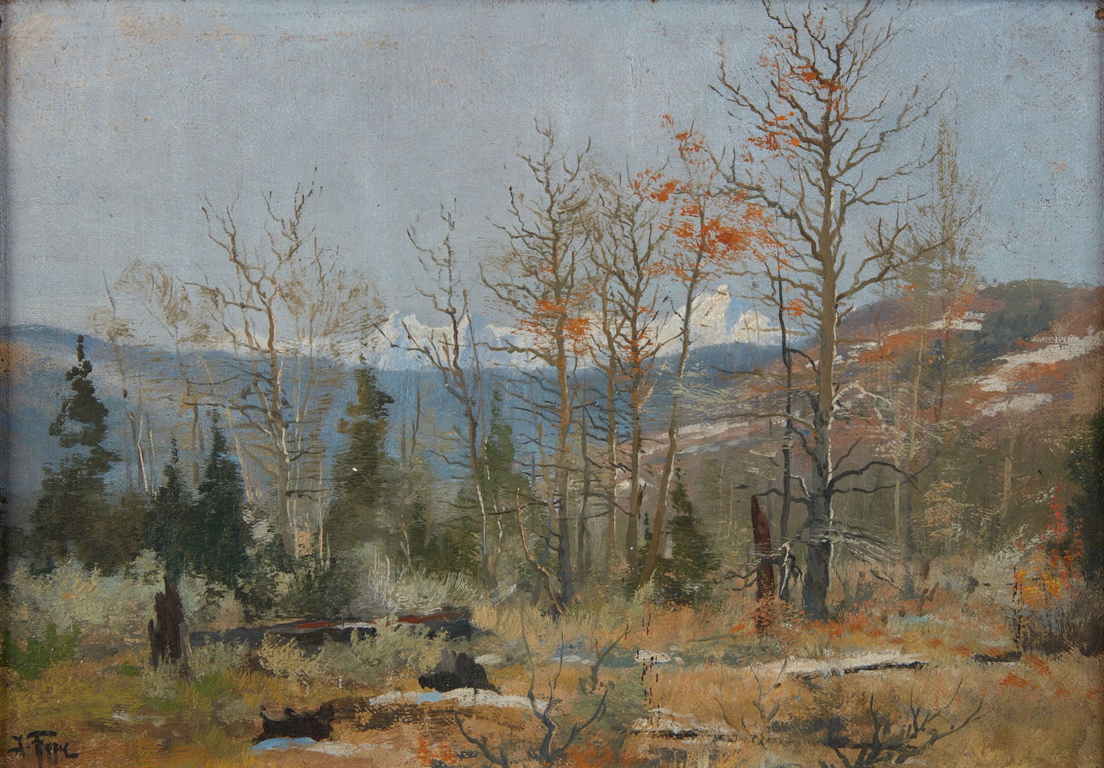 John Fery (American, 1859-1934), View of the Grand Tetons near Jackson's Lake, Wyoming, oil on (1 of 5)