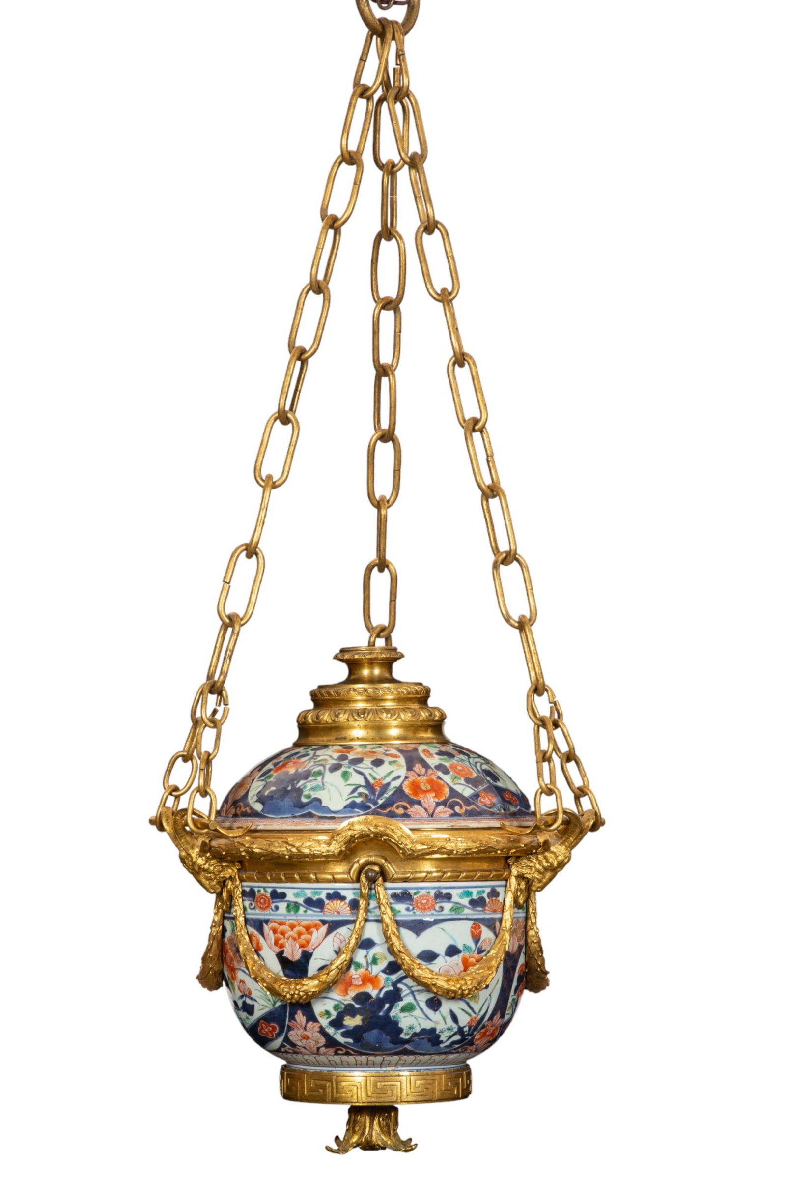A Continental gilt bronze mounted Imari porcelain hanging br?le parfum, possibly Russian, 19th (1 of 7)