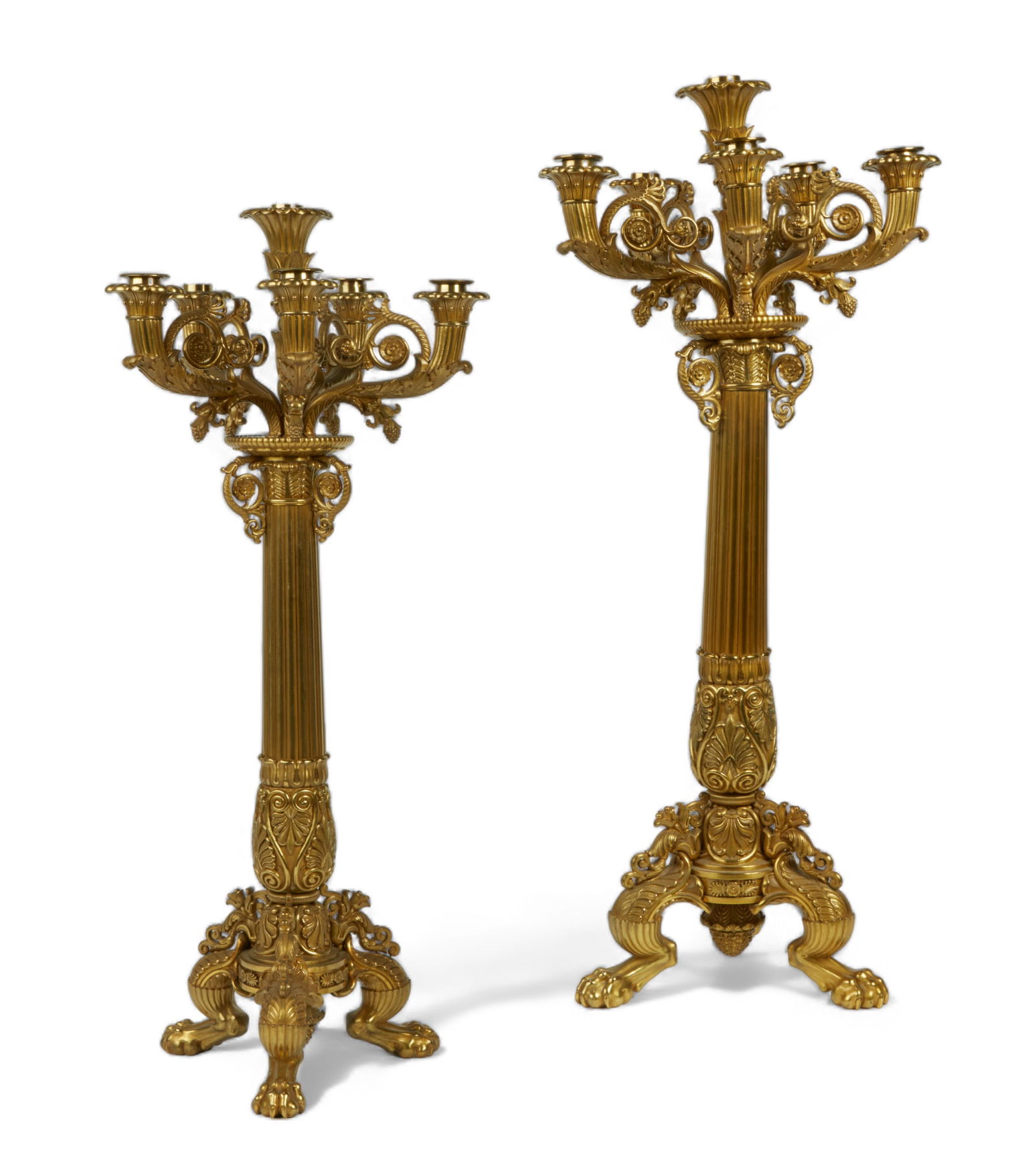 A pair of Louis Philippe bronze six light candelabra, mid 19th century (1 of 6)