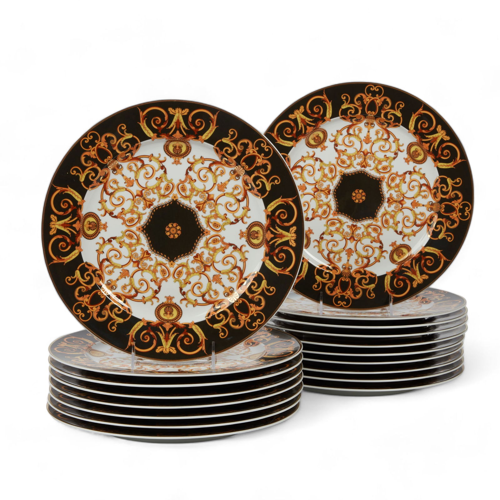 A set of eighteen Versace for Rosenthal porcelain service plates in the Barocco pattern, modern (1 of 3)