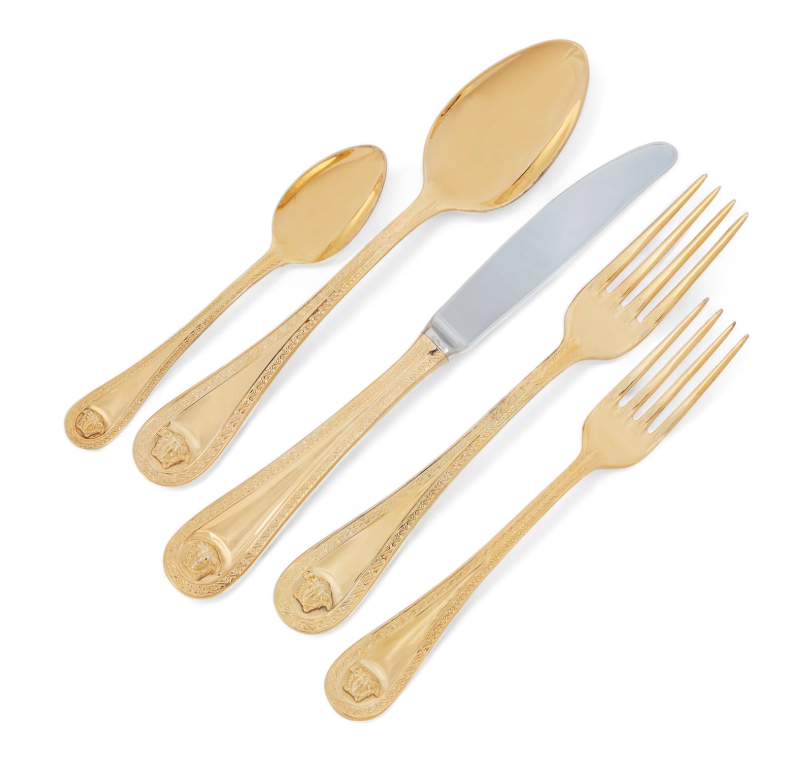 A Versace for Rosenthal Medusa gilt part flatware service for eighteen, modern (1 of 5)