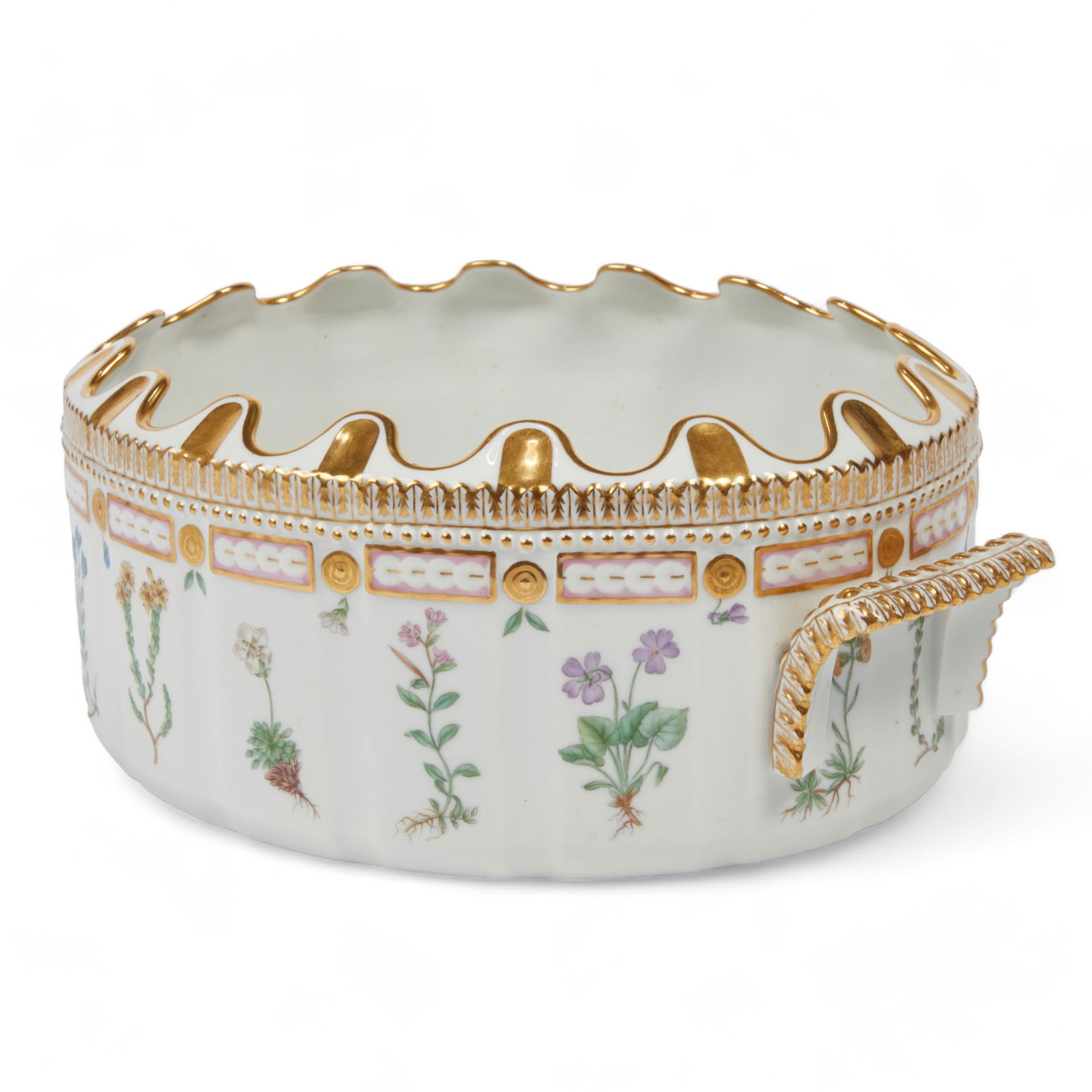 A Royal Copenhagen porcelain Flora Danica monteith, date code for 1954 (1 of 5)