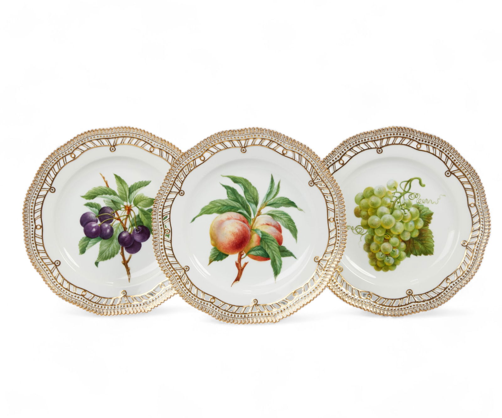 A set of three Royal Copenhagen porcelain reticulated fruit plates, 20th century (1 of 7)
