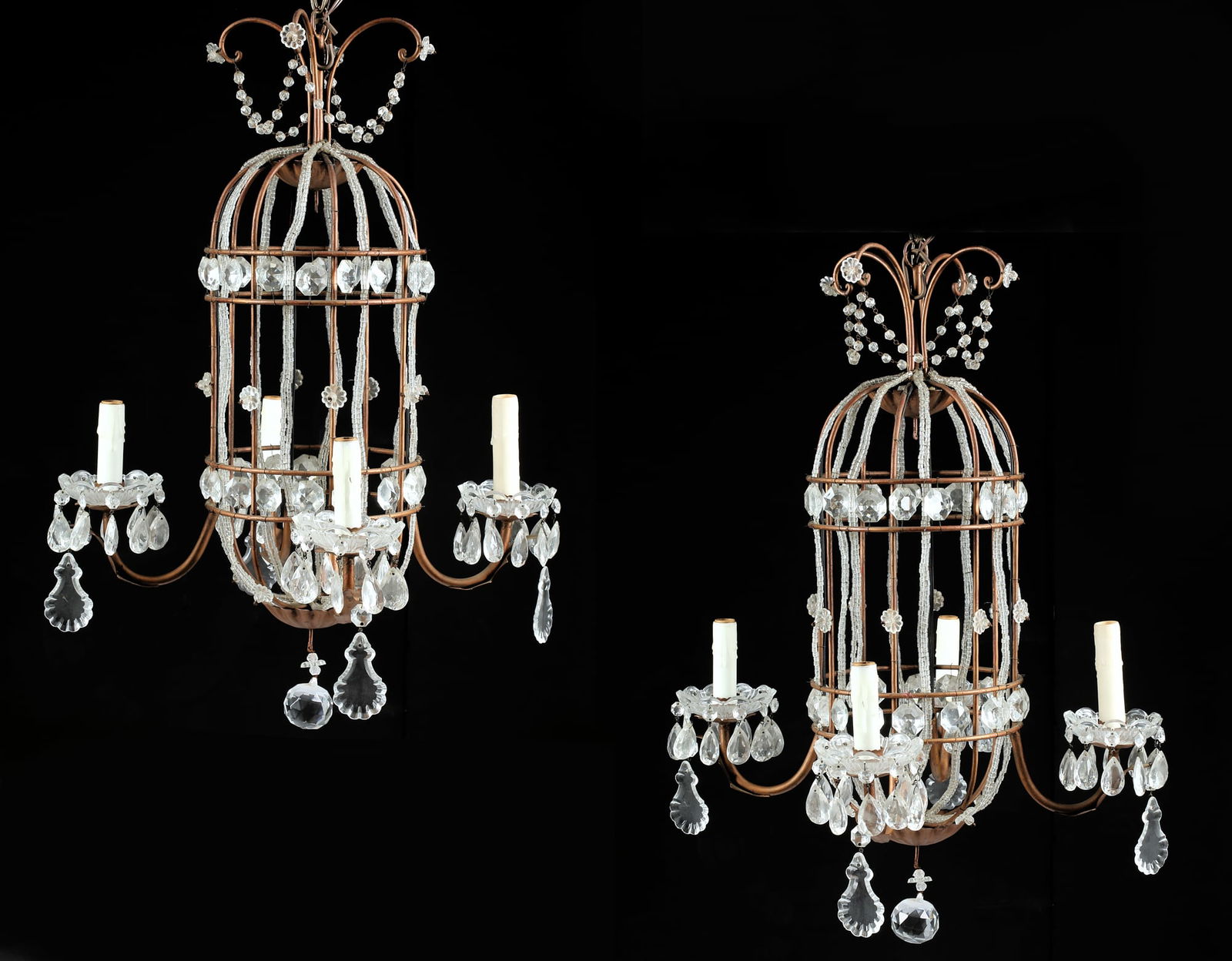 Pair of Neoclassical style four light chandeliers (1 of 7)