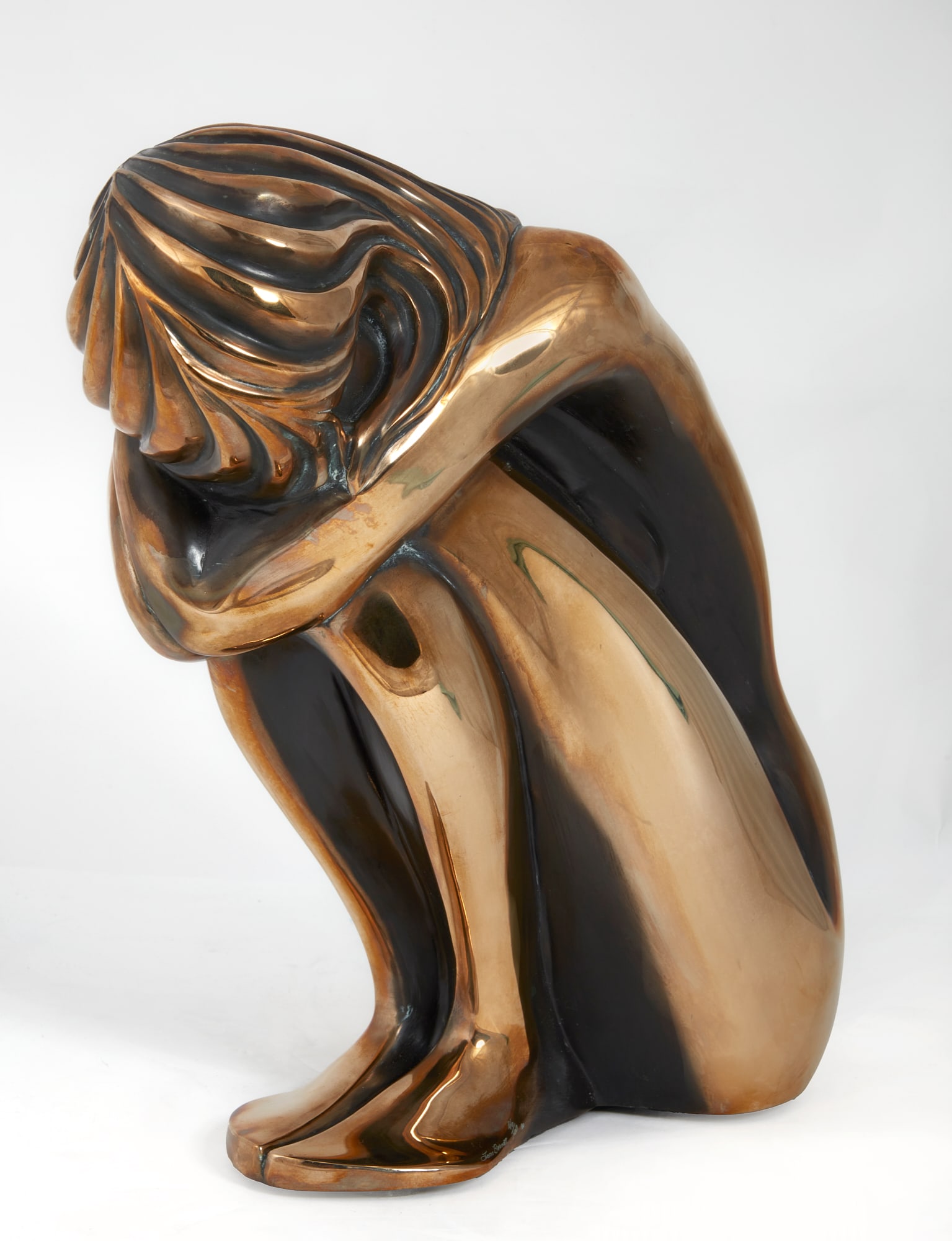 Tom Bennett, Solitude, 1980, bronze: Tom Bennett(American, b. 1928)Solitude, 1980polished and patinated bronzesigned Tom Bennett, numbered 46/100 and dated14 1/4 x 6 1/2 x 14in (36.5 x 16.5 x 36cm)