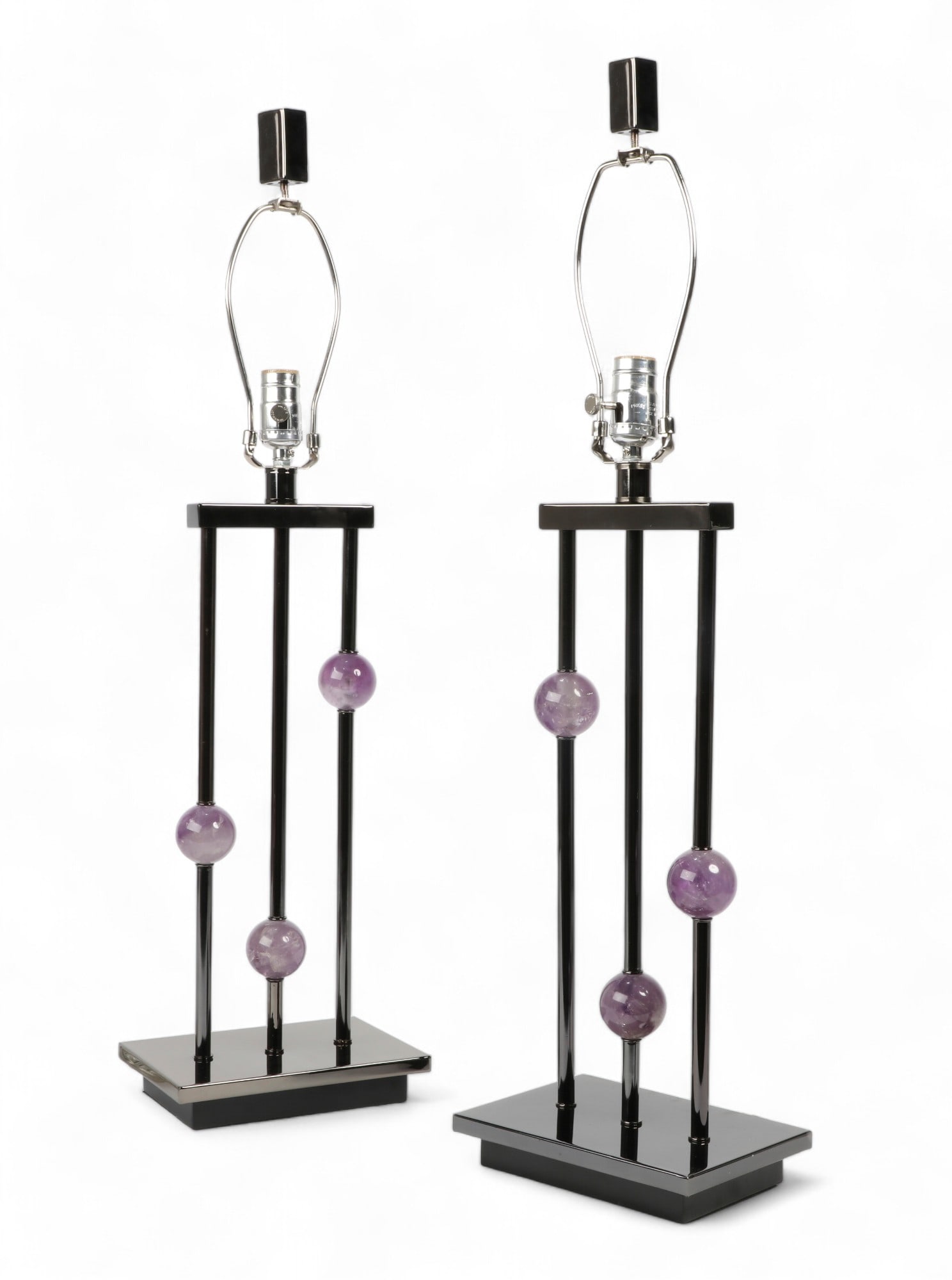 Pair of Modernist amethyst and metal table lamps (1 of 4)