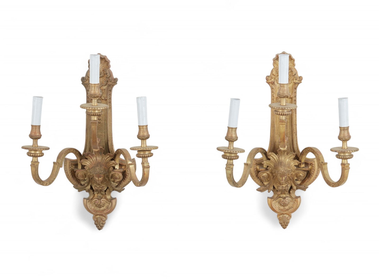 A pair of Louis XVI style gilt bronze wall lights (1 of 4)
