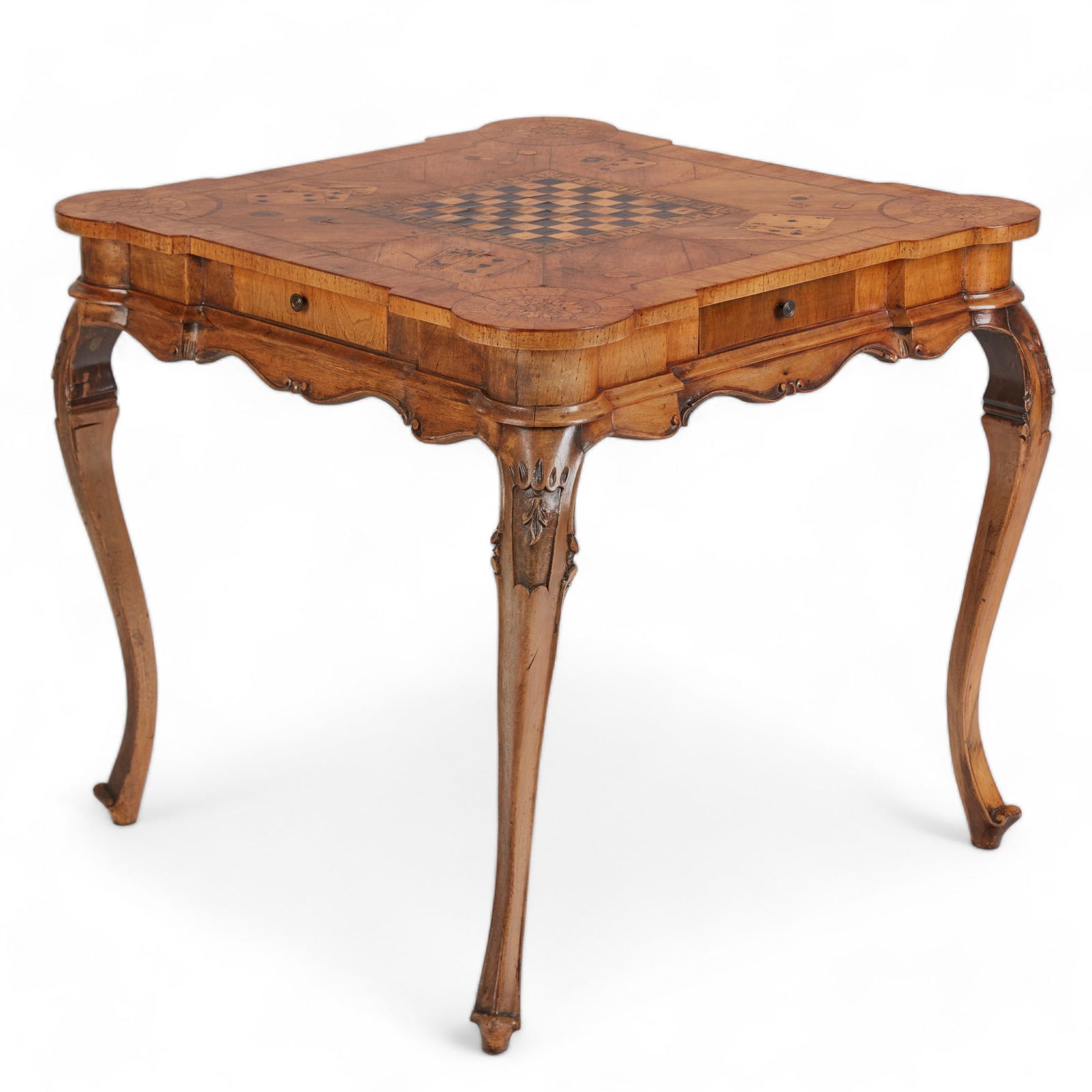 An Italian Rococo style inlaid walnut games table (1 of 12)
