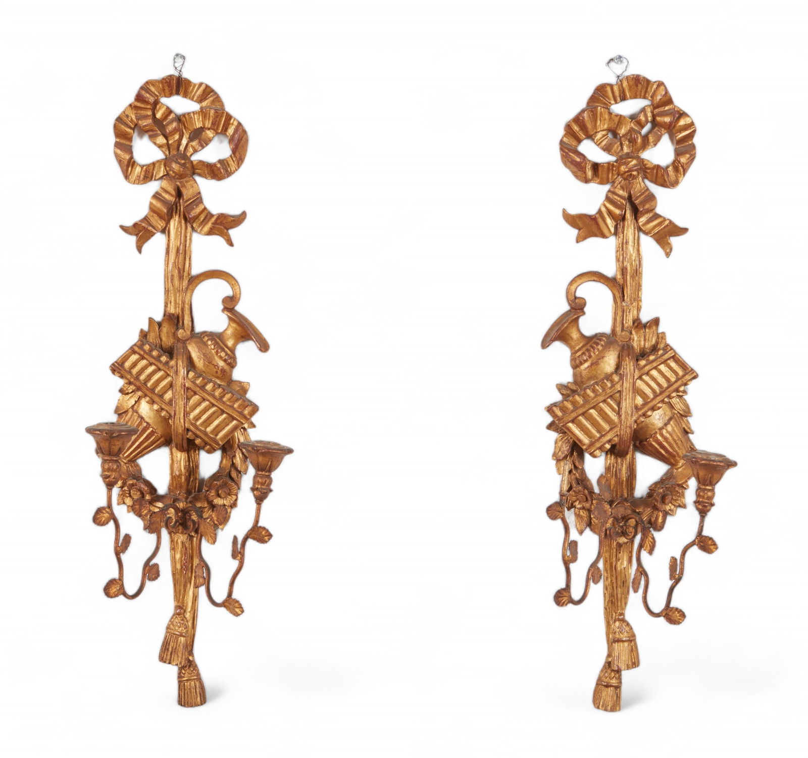 A pair of Neoclassical style two light sconces (1 of 6)