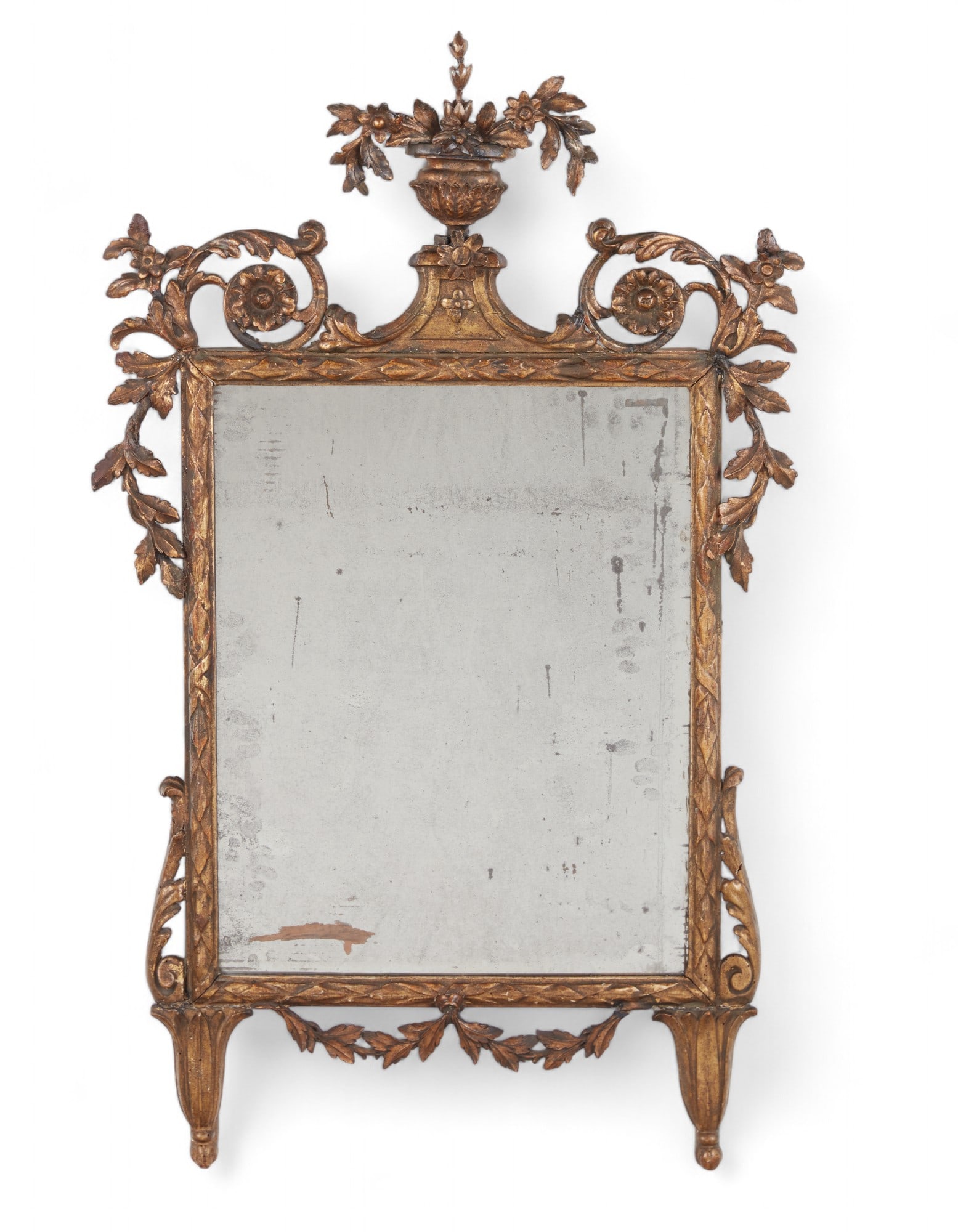 An Italian Neoclassical style giltwood mirror: An Italian Neoclassical style giltwood mirror 20th century height 41in (105cm); width 27in (69cm)