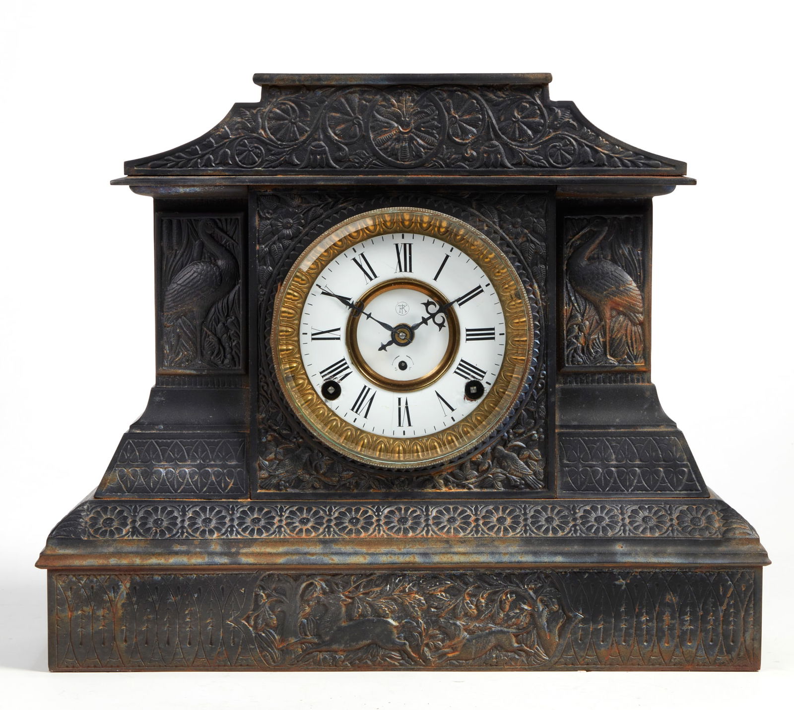 An Aesthetic Movement bronze mantel clock (1 of 4)