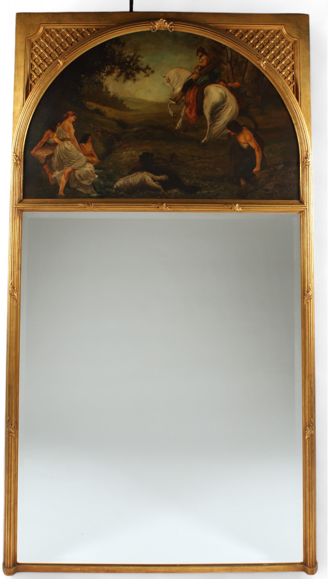 A Neoclassical style giltwood trumeau mirror (1 of 6)