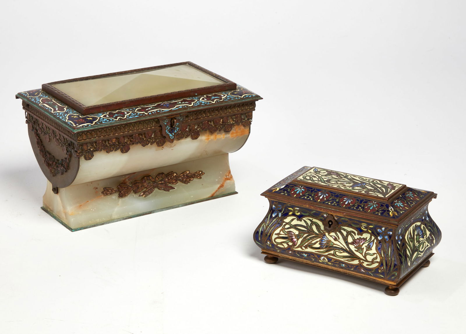 Two French champleve enamel and onyx table boxes (1 of 6)
