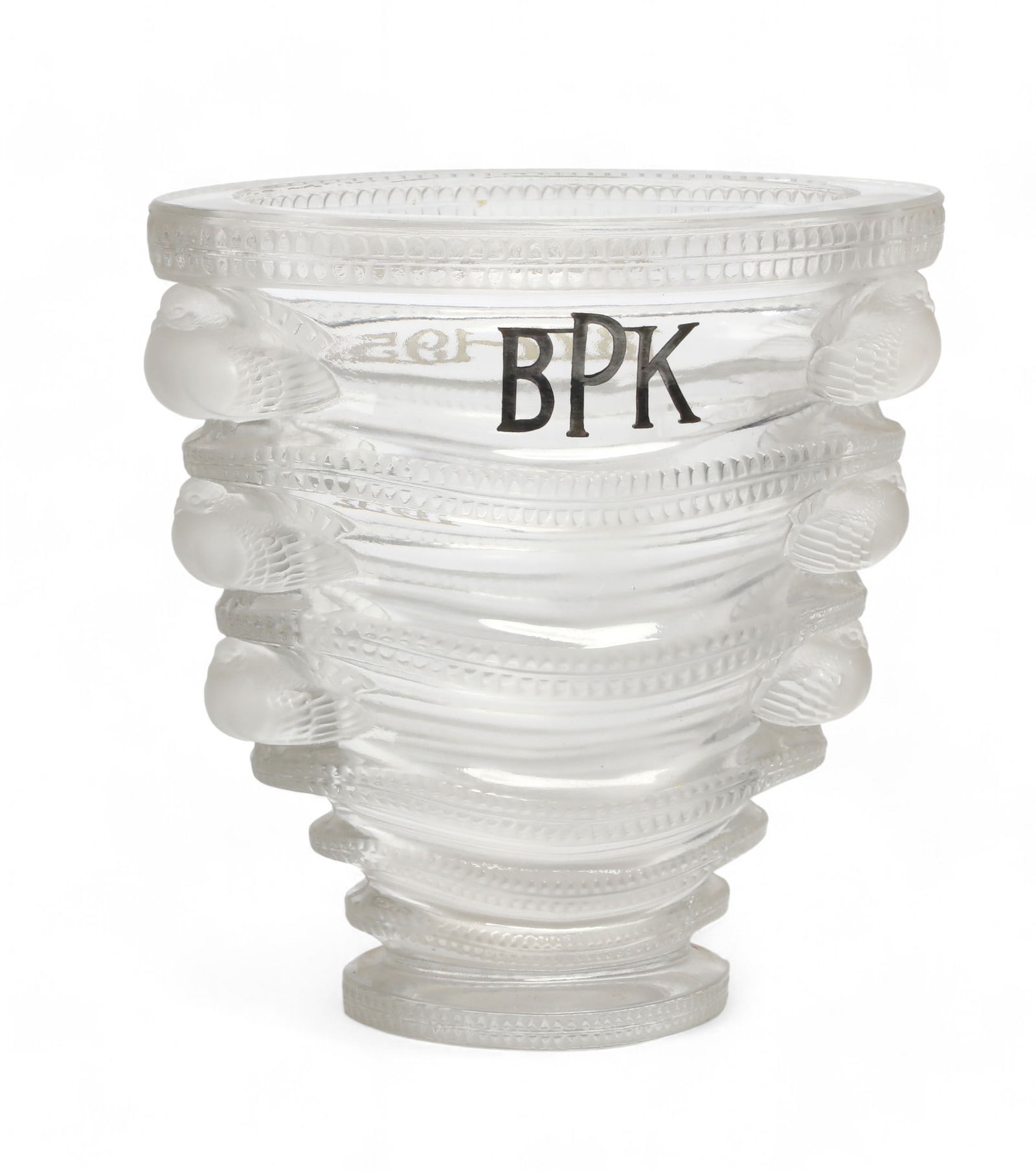 A Lalique Saint-Marc monogramed crystal vase (1 of 4)