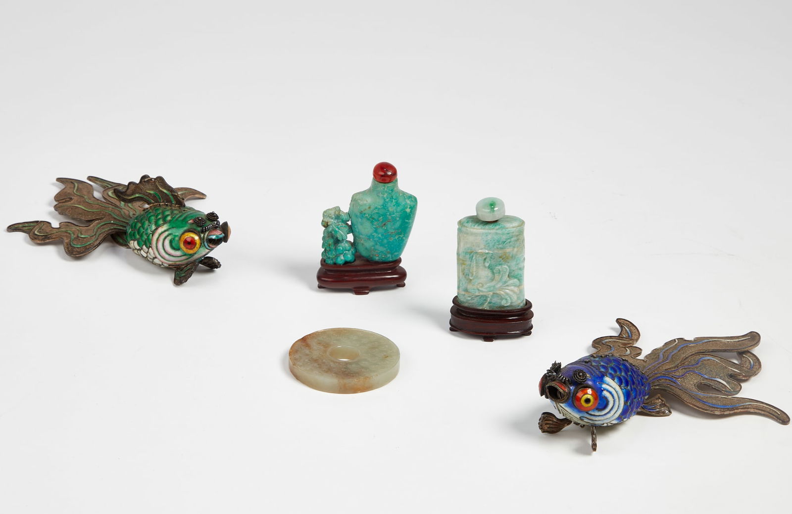 Five Chinese hardstone and metalware articles (1 of 4)