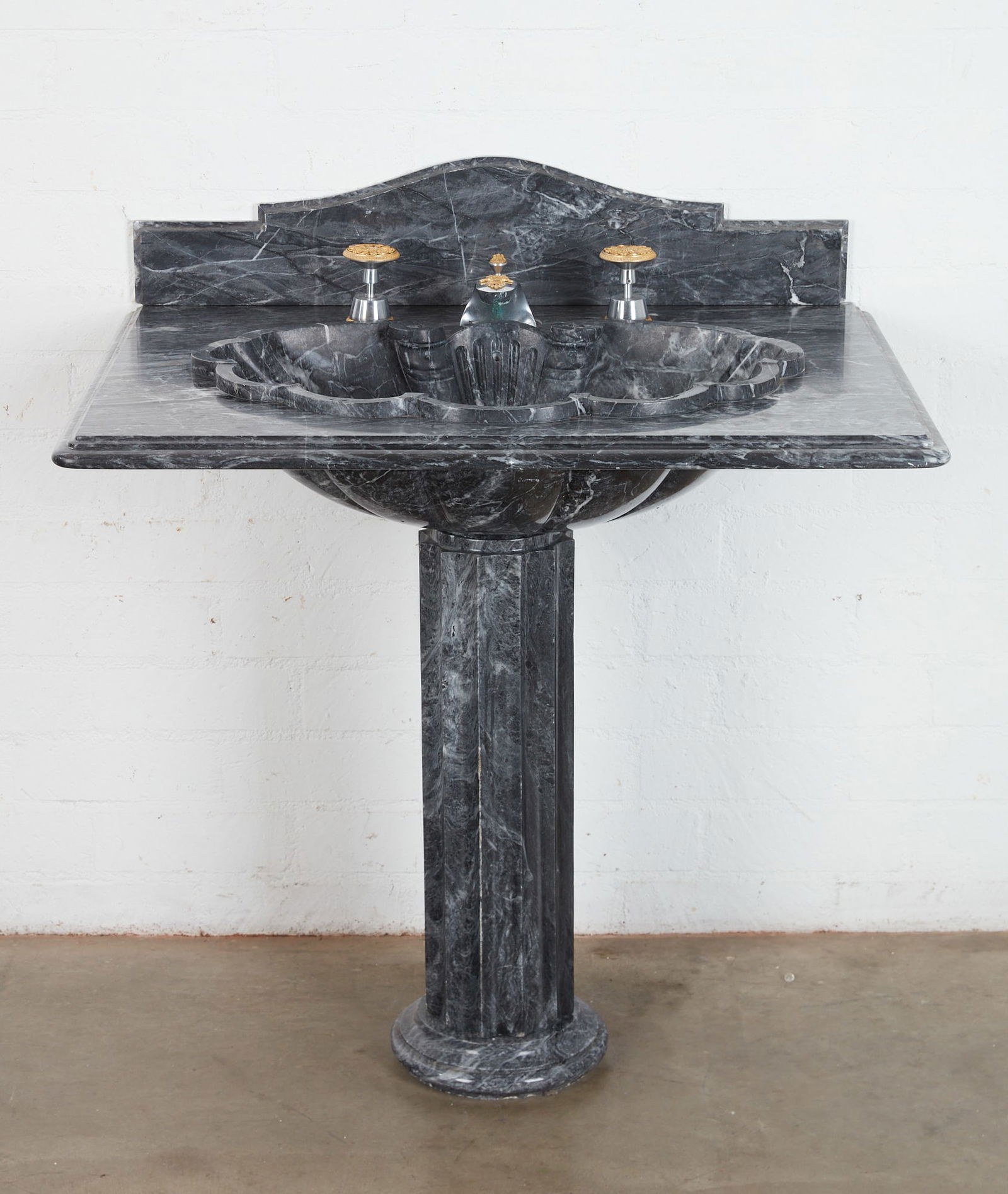 A Sherle Wagner marble shell form pedestal sink (1 of 12)