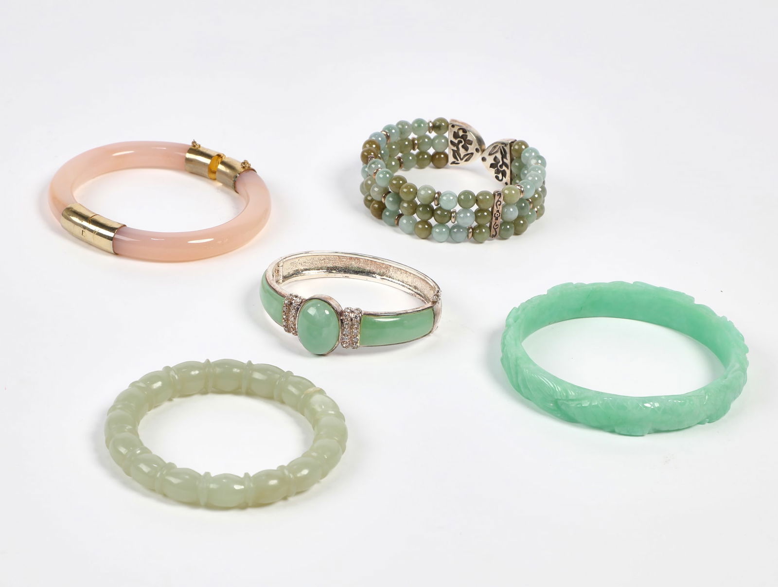 Five Chinese hardstone bangle bracelets (1 of 4)
