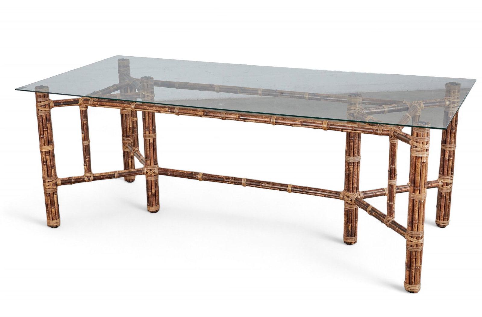 A modern wrapped bamboo and glass dining table (1 of 6)