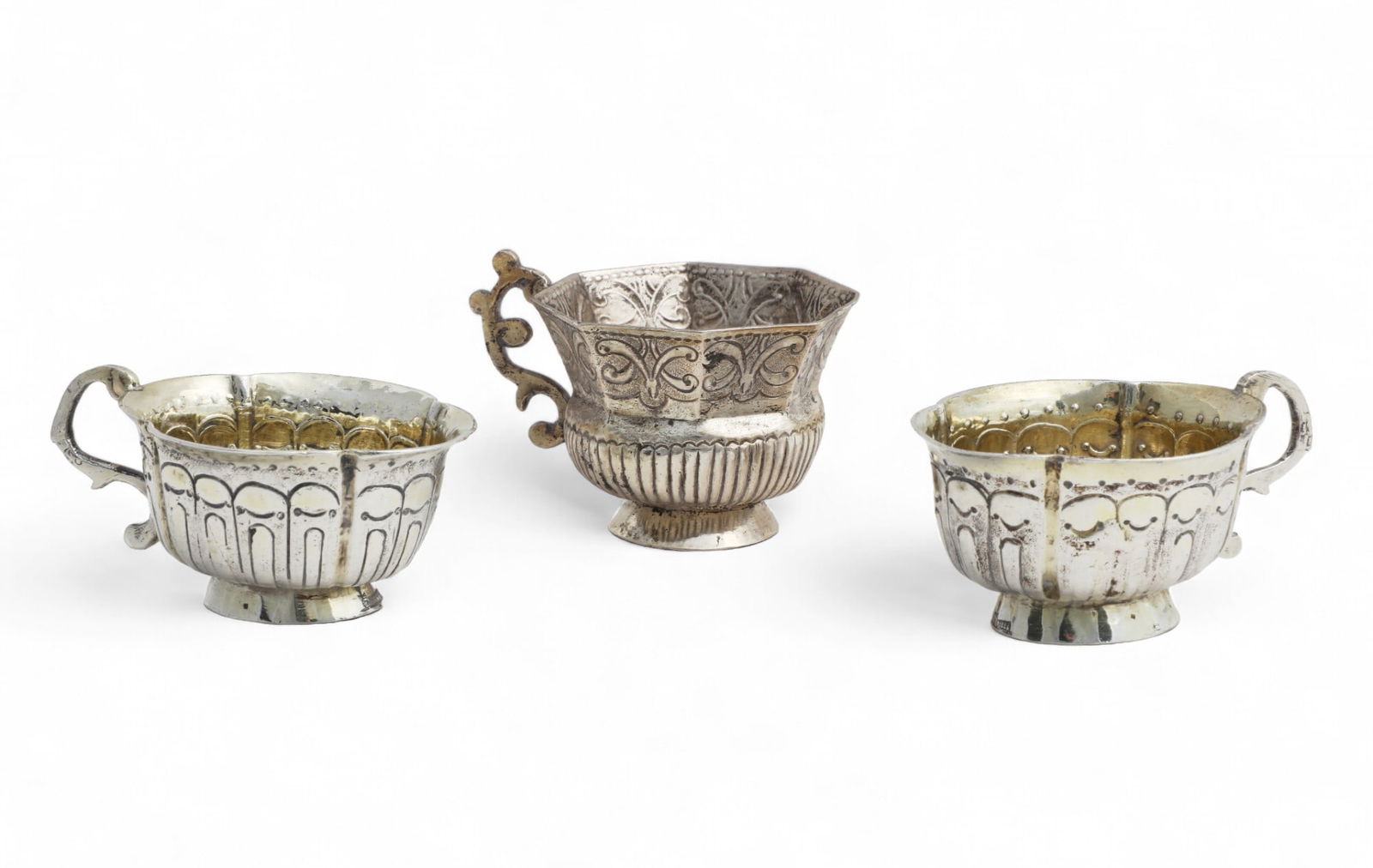 Three Russian silver charkas, various makers (1 of 9)