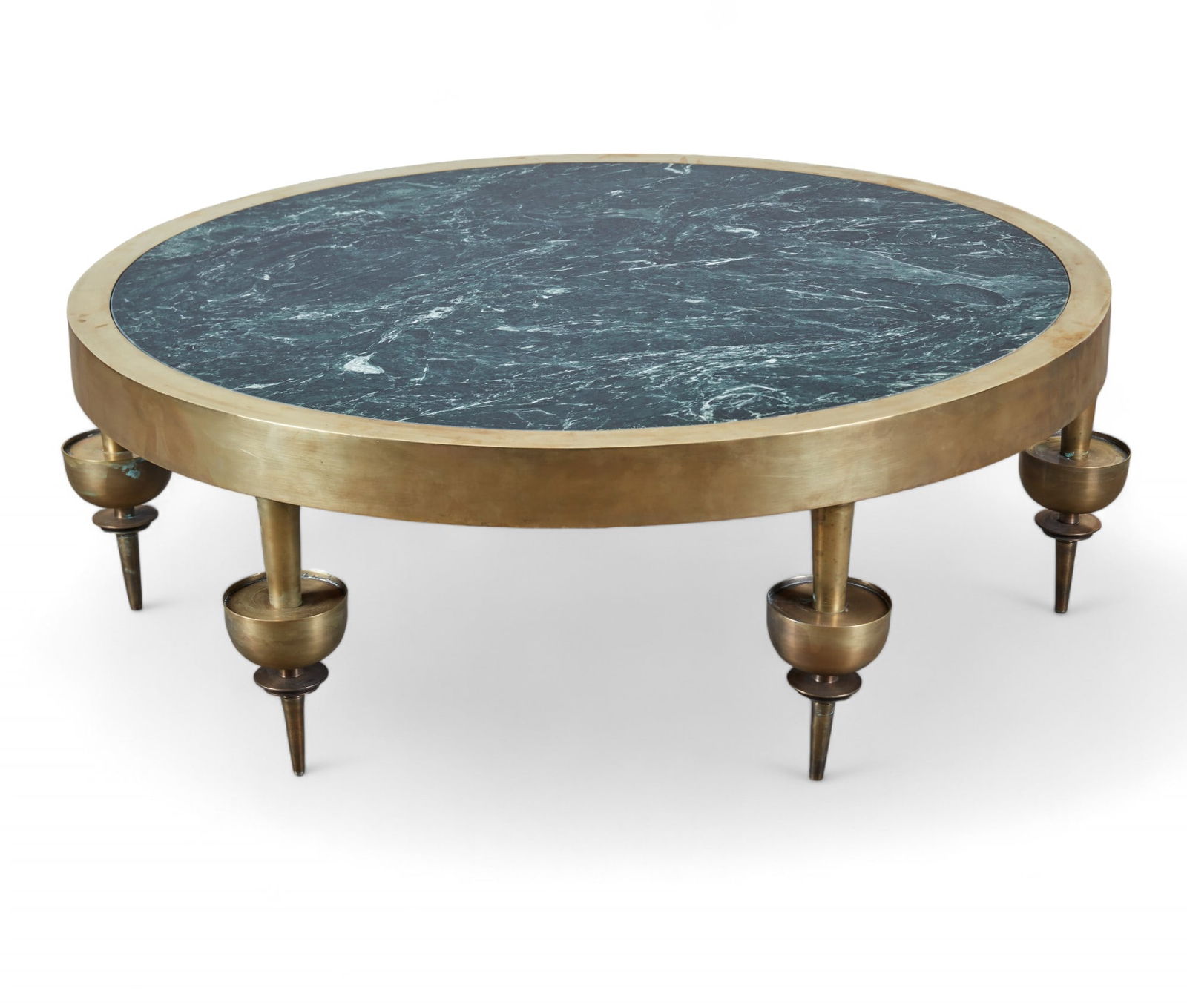 A Modernist brass and marble circular low table (1 of 4)