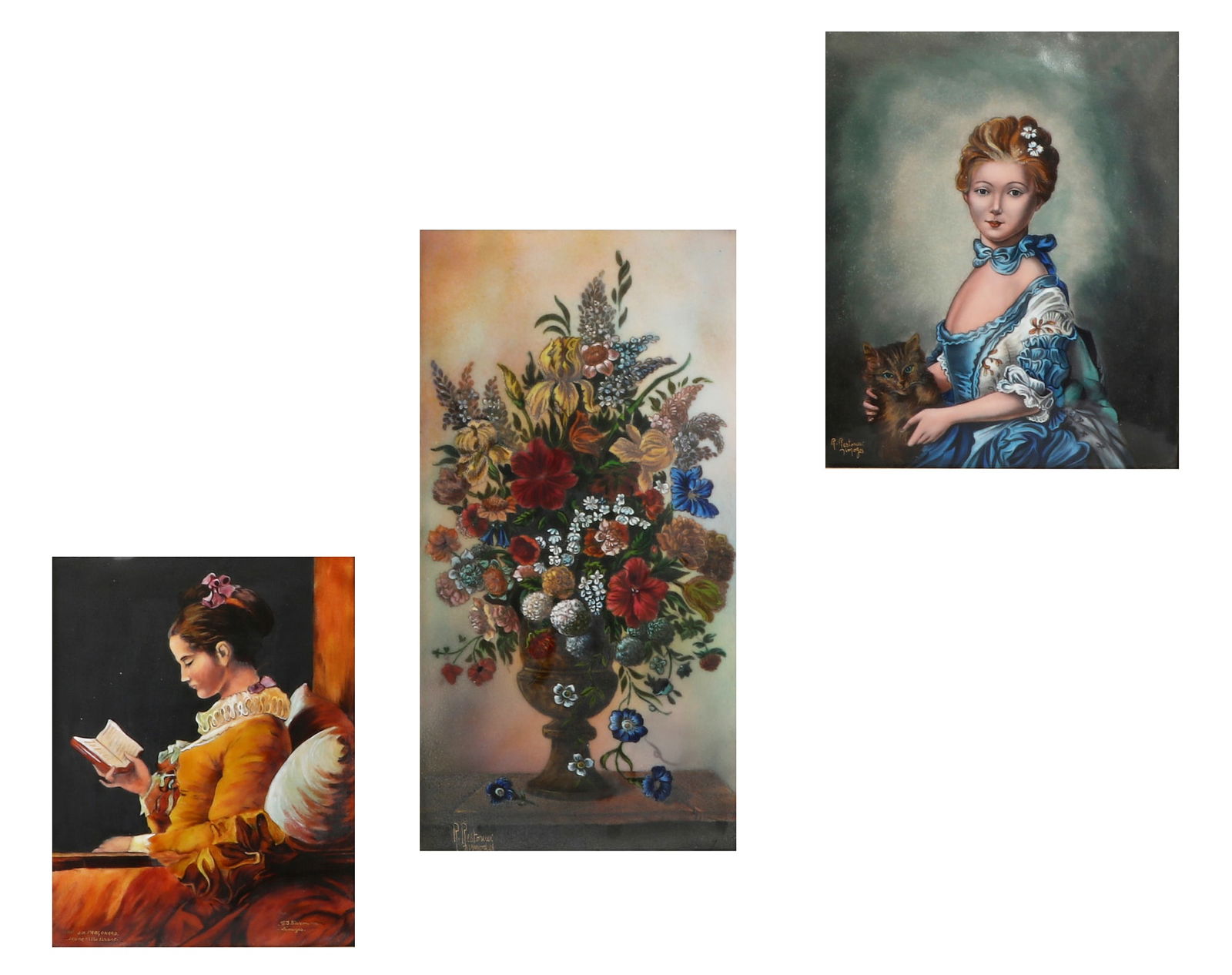 Three enamel porcelain plaques, modern (1 of 8)