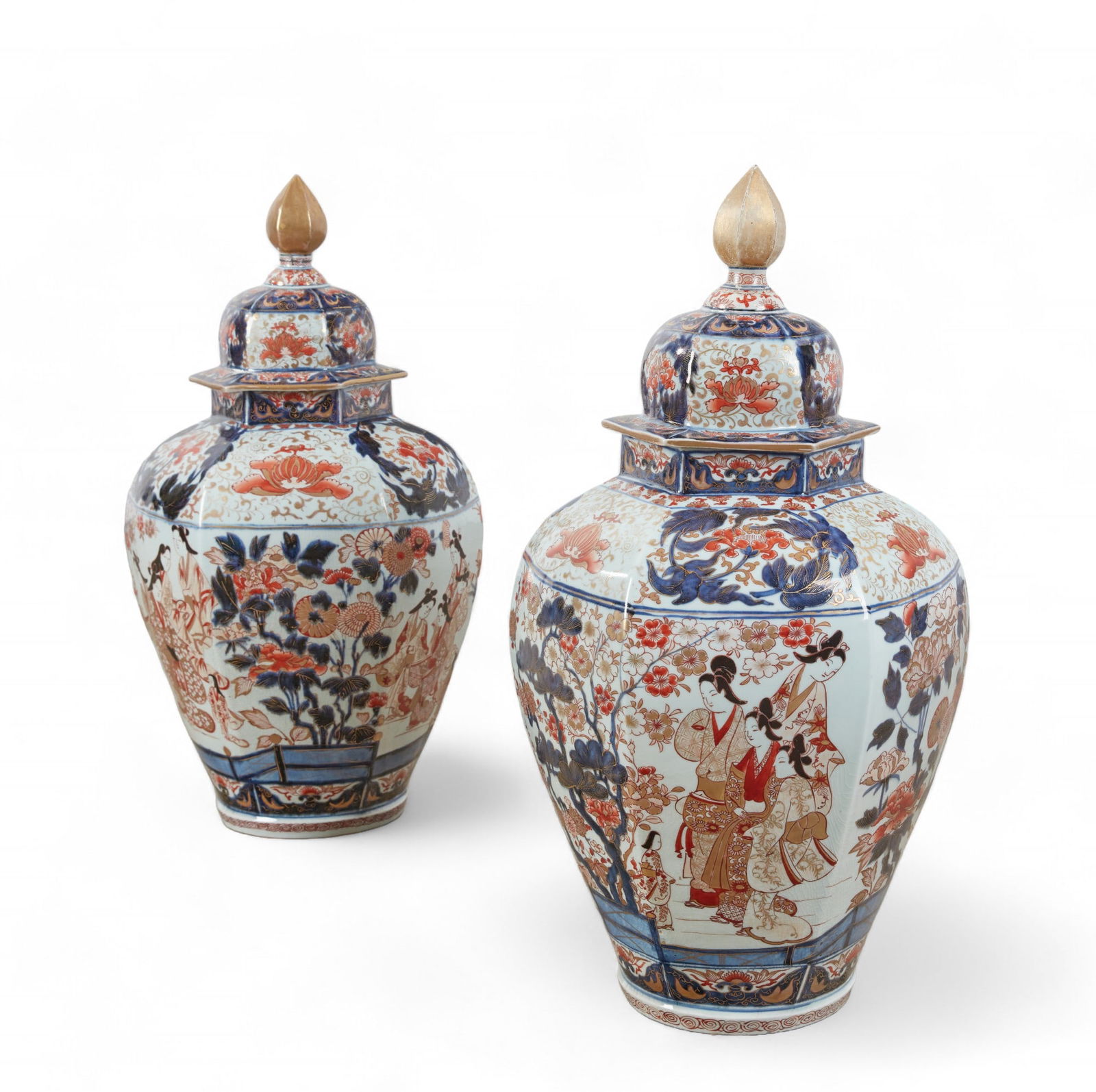 A pair of Japanese Imari porcelain covered vases (1 of 9)