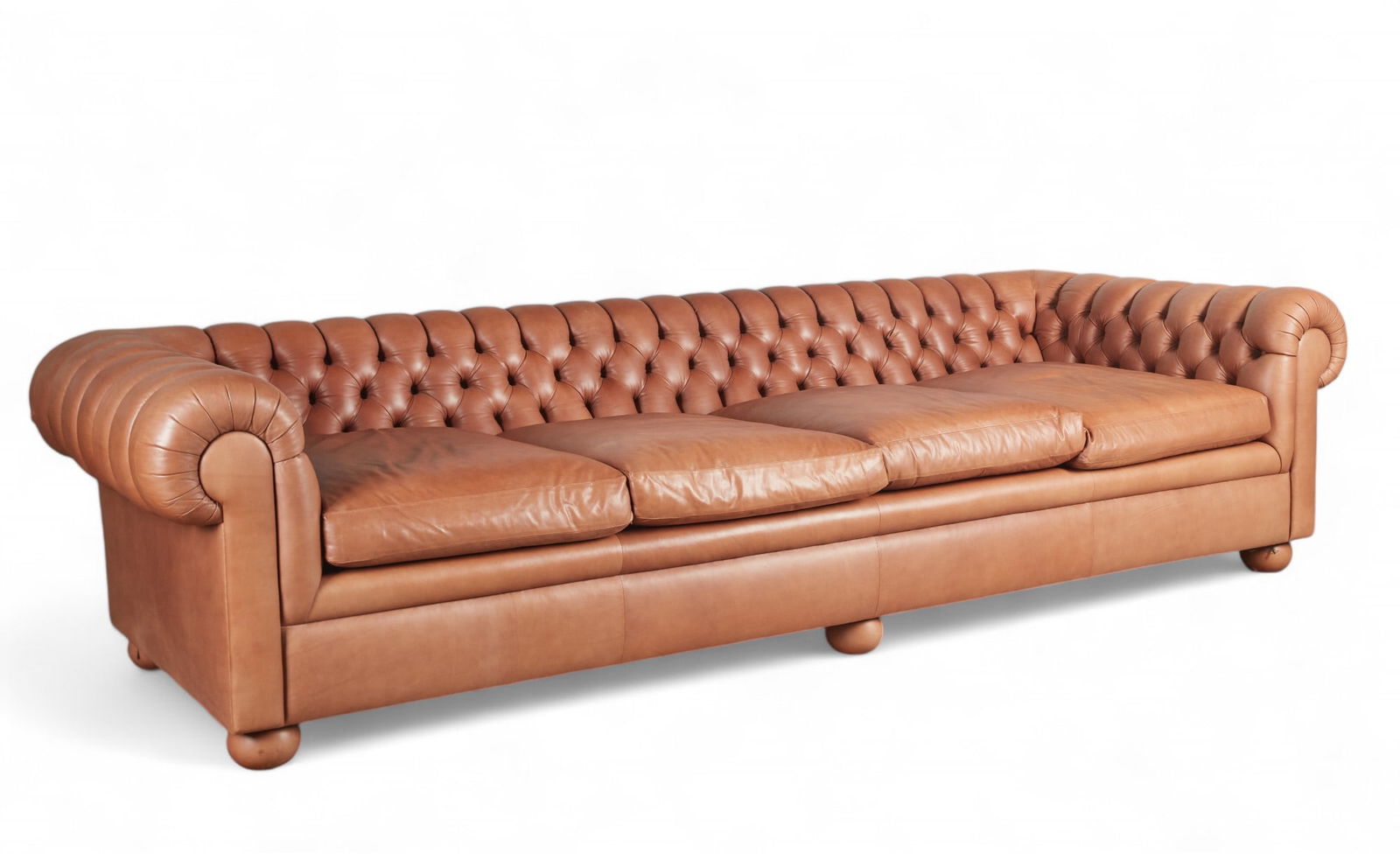 A leather upholstered Chesterfield four seat sofa (1 of 14)