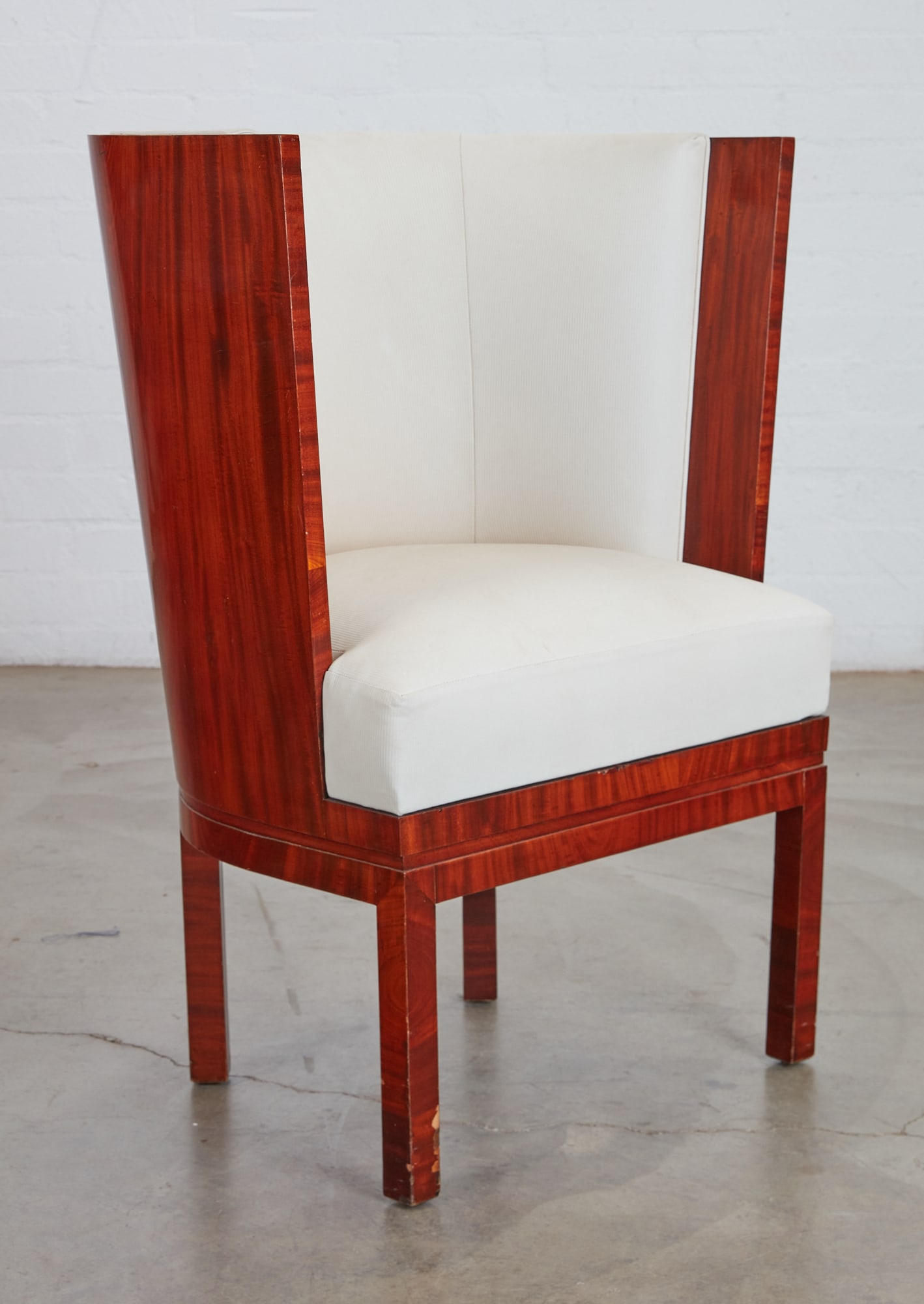 An Art Deco style mahogany tub chair: An Art Deco style mahogany tub chairlate 20th centuryheight 38 3/4in (98cm); width 25in (63.5cm); depth of seat 18in (46cm)