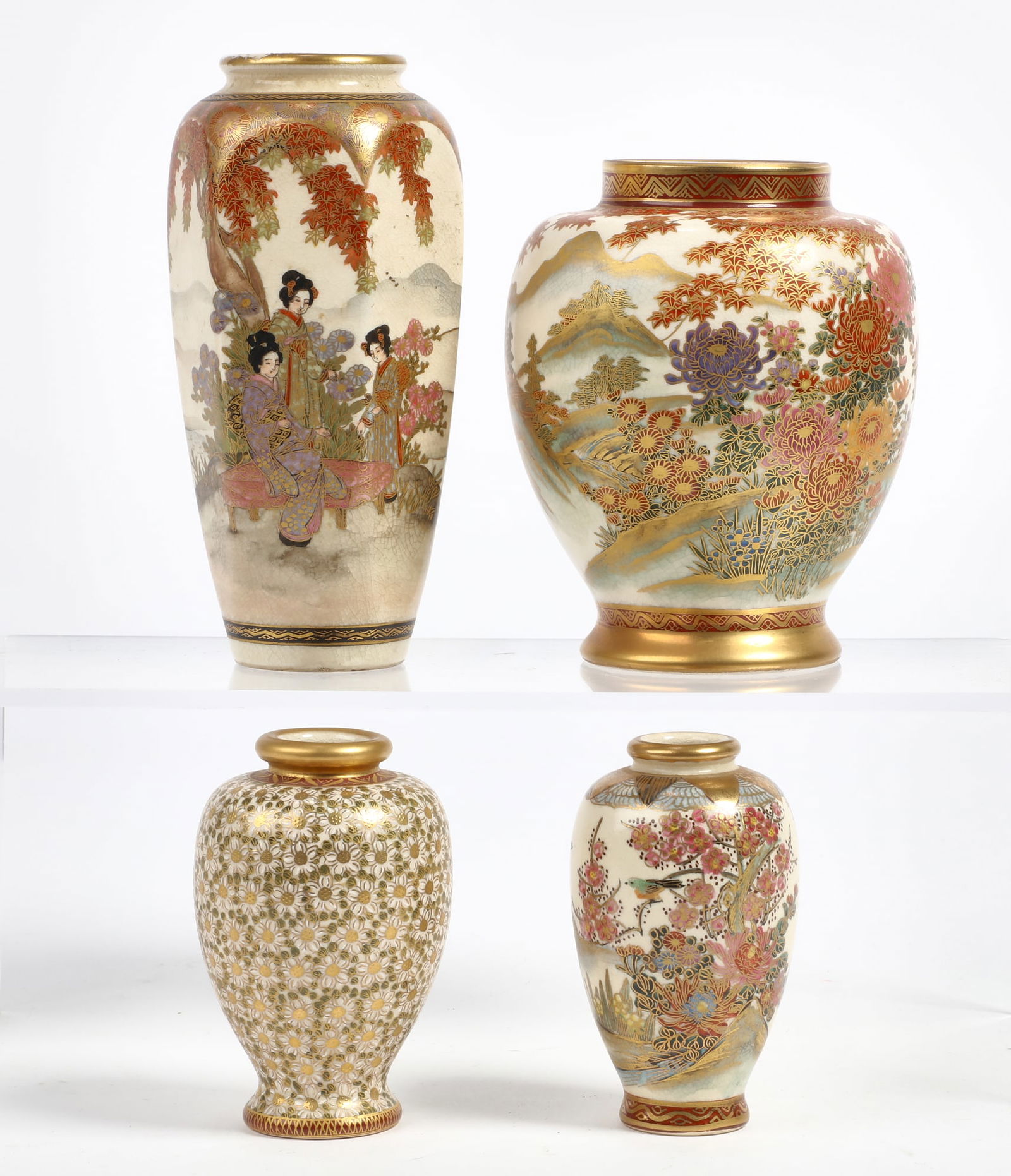 A Group Of Four Japanese Satsuma Vases Auction