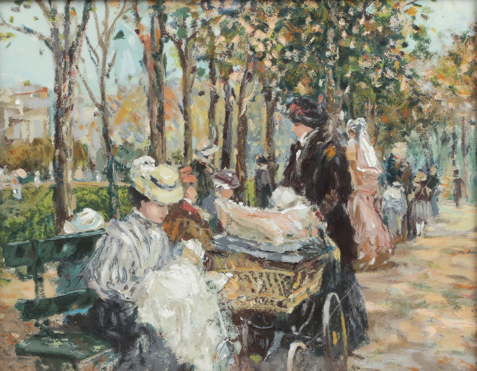 after Henri Plisson, Stroll in the park: after Henri Plisson(American, 1934-2006)Stroll in the parkscreenprint in colors on wove paper11 x 14 in. (28 x 36 cm.)