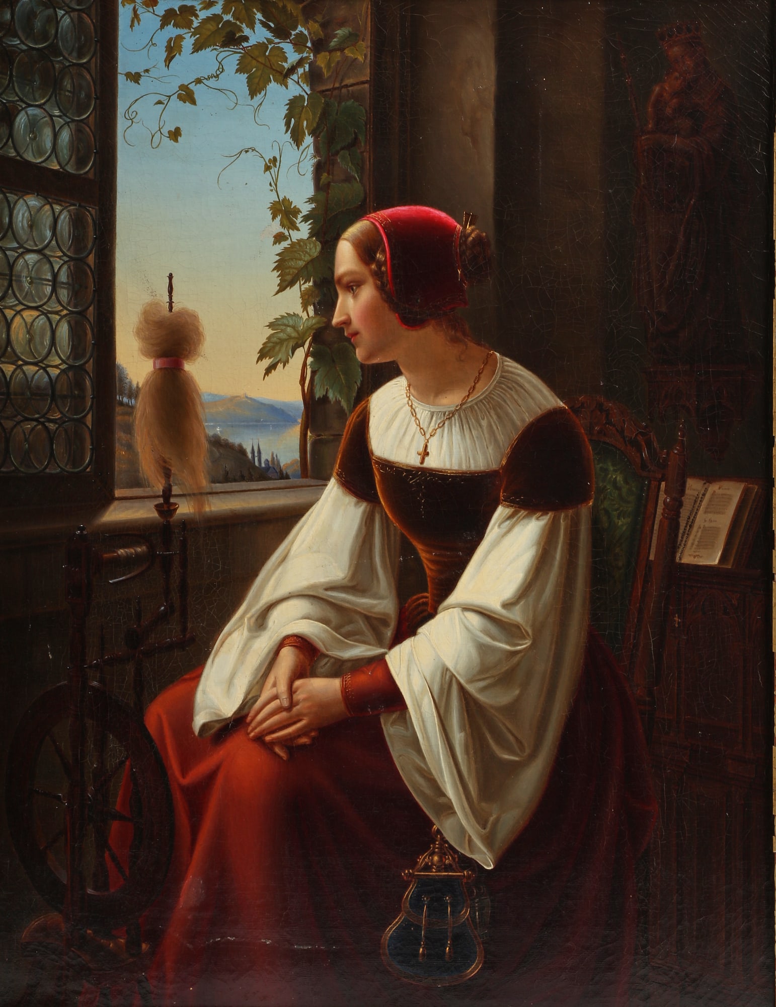 Continental School, Woman gazing through a window: Continental School(19th century)Woman gazing through a windowoil on canvas19 x 14 1/2in (48 x 37cm)