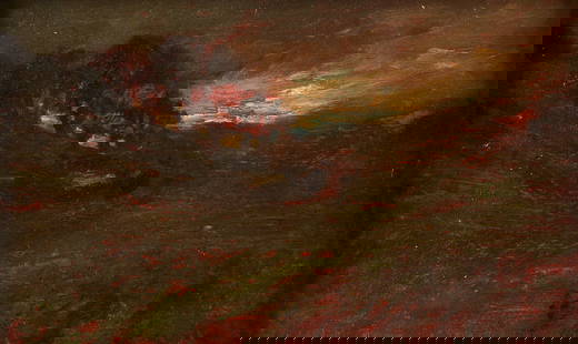 Attributed to William Keith, Open landscape: Attributed to William Keith(Scottish/American, 1838-1911)Open landscape under dark cloudsoil on boardSigned lower right W Keith5 1/4 x 8 1/2in (13 x 21.5cm) Provenance:The estate o
