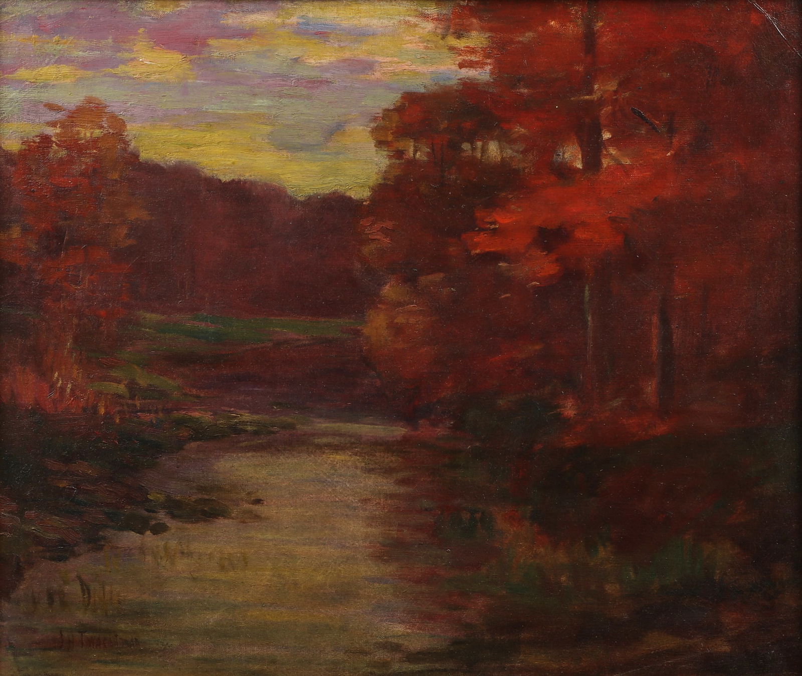 John Henry Twachtman, Autumnal River Landscape Auction