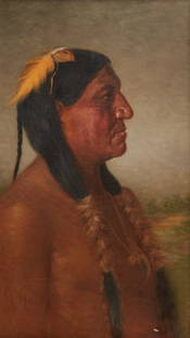Grace Carpenter Hudson, Eagle Chief, Pawnee, 1904: Grace Carpenter Hudson(American, 1865-1937)Eagle Chief, Pawnee, 1904oil on canvassigned lower left GH, signed again G. Hudson / Ukiah / Calif and numbered 660, titled and dated to reverse24