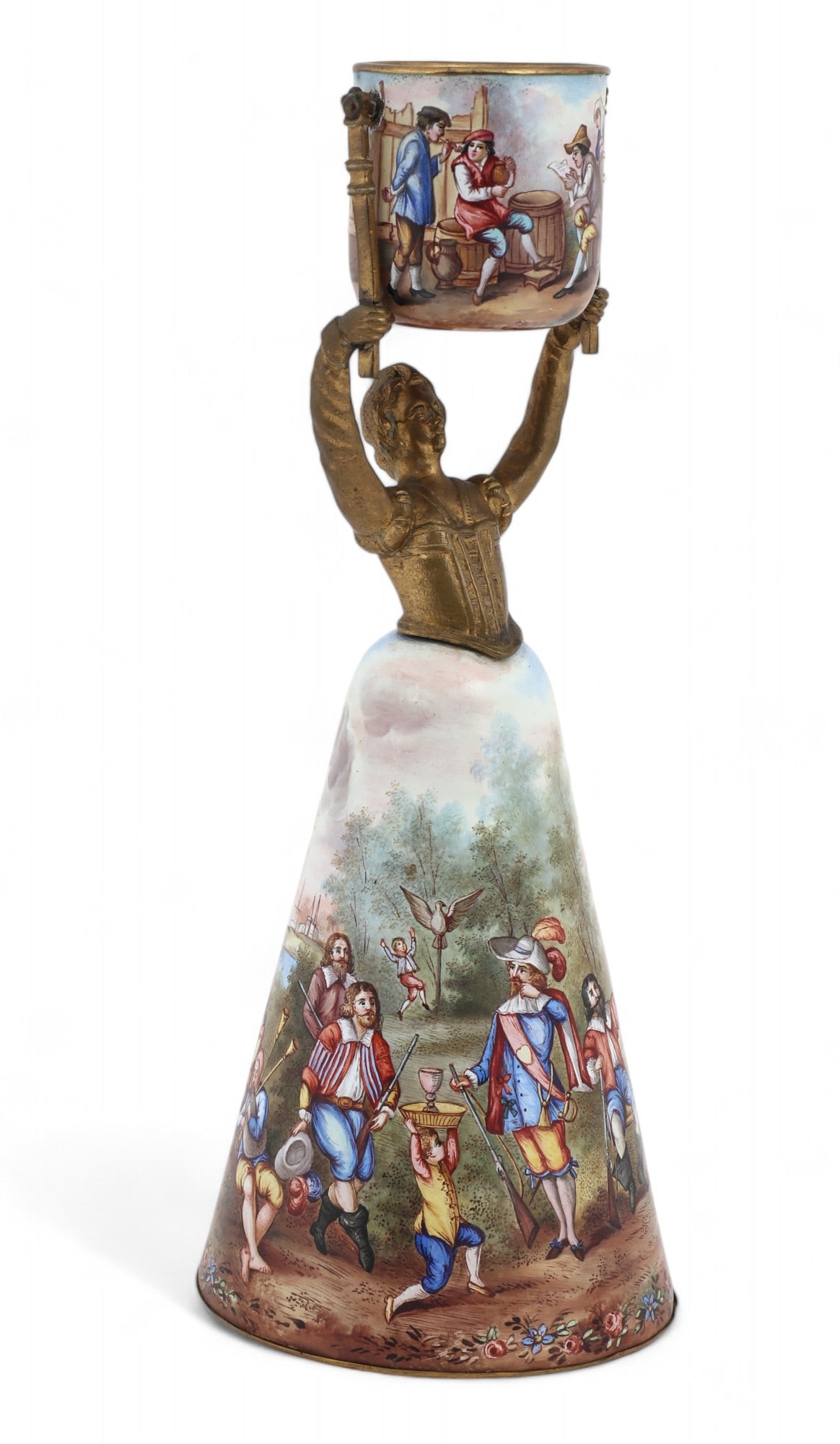 A Viennese gilt bronze and enamel wager cup (1 of 7)