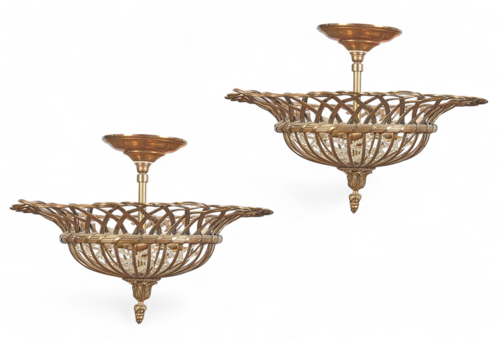 A pair of basket weave ceiling lamps, modern (1 of 5)