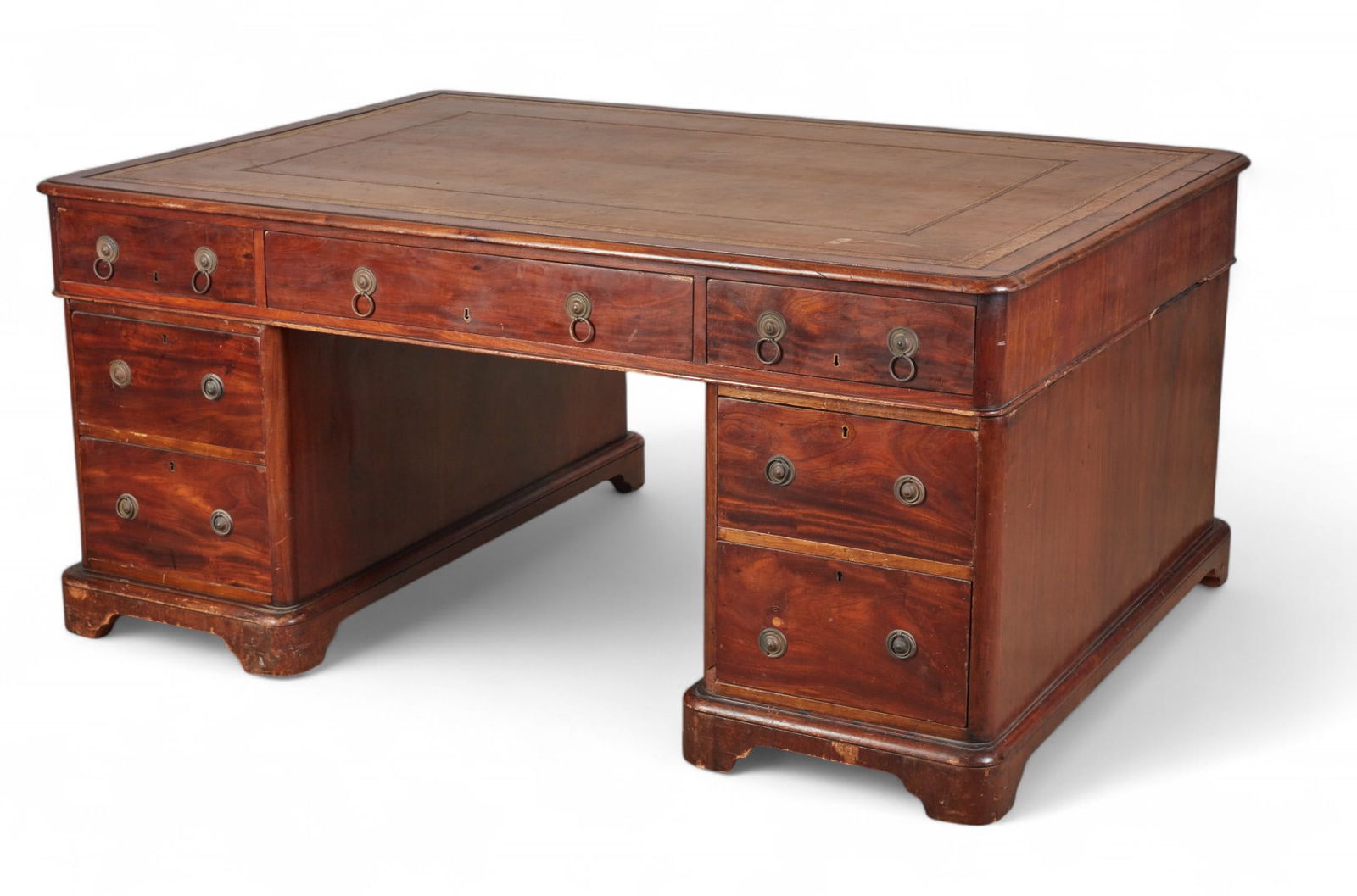 An English mahogany pedestal partners' desk (1 of 11)