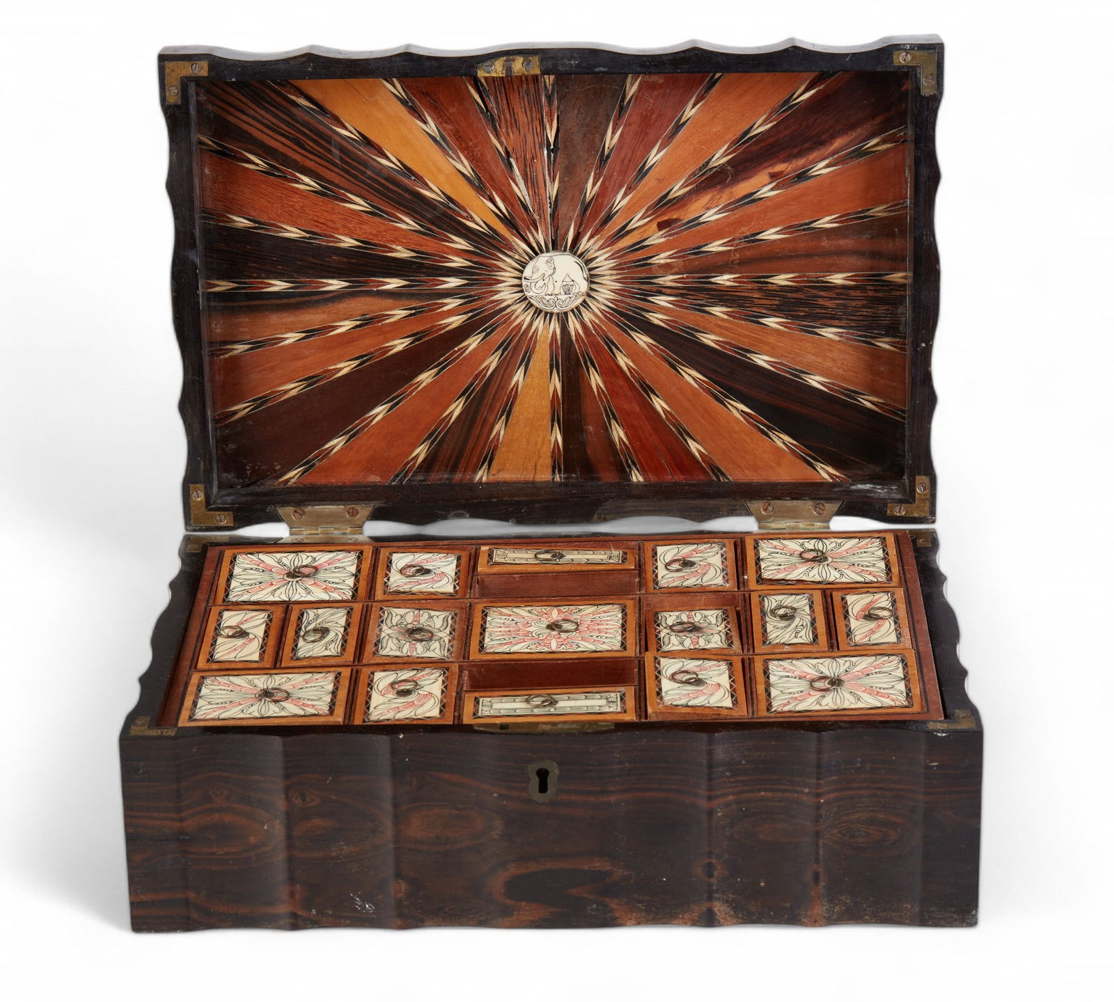 A Galle calamander and specimen wood work box (1 of 11)