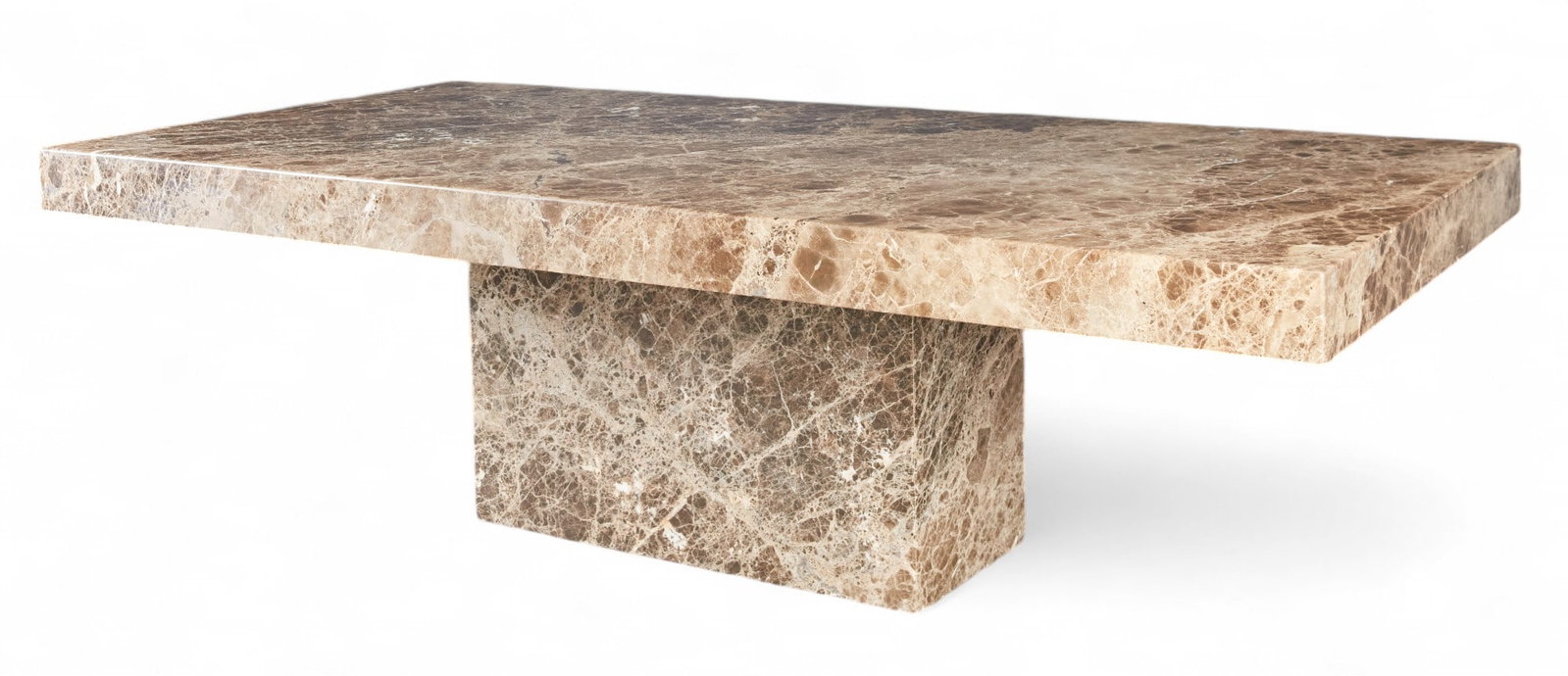 A contemporary breccia marble conference table: A contemporary breccia marble conference table height 30 1/2 (78cm); width 102in (259cm); depth 48in (122cm)