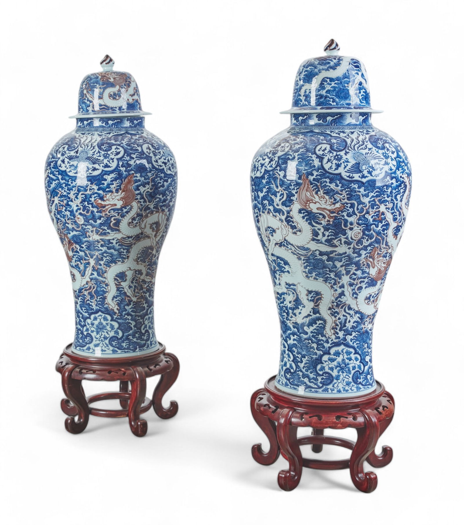 A pair of Chinese porcelain covered floor vases (1 of 13)