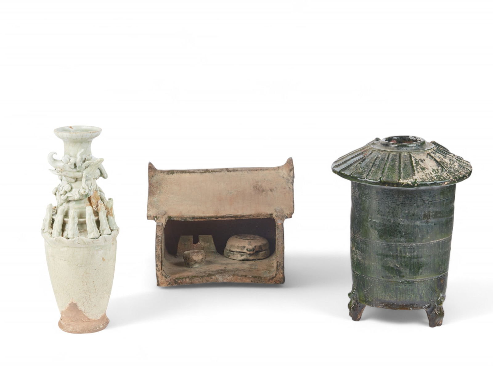 Three Chinese glazed pottery decorations (1 of 6)