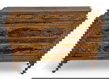 An Italian Rococo polychrome decorated commode