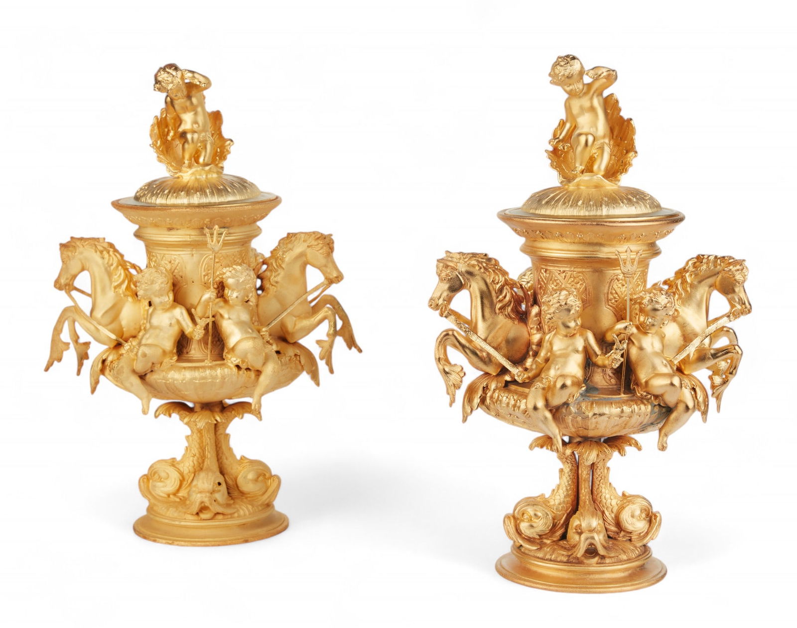 A pair of Louis XV style figural covered urns (1 of 8)
