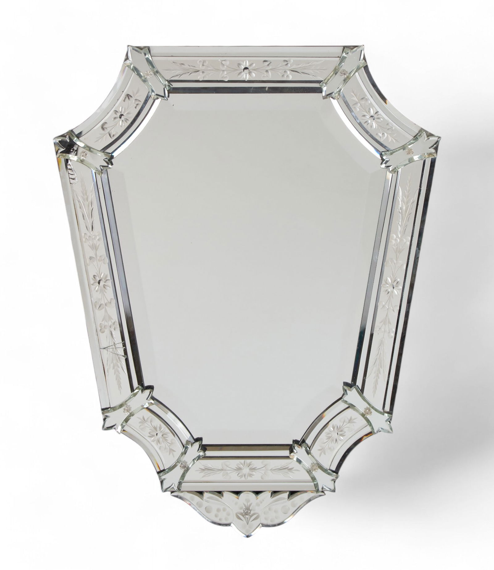 A Venetian Rococo style etched glass mirror (1 of 5)