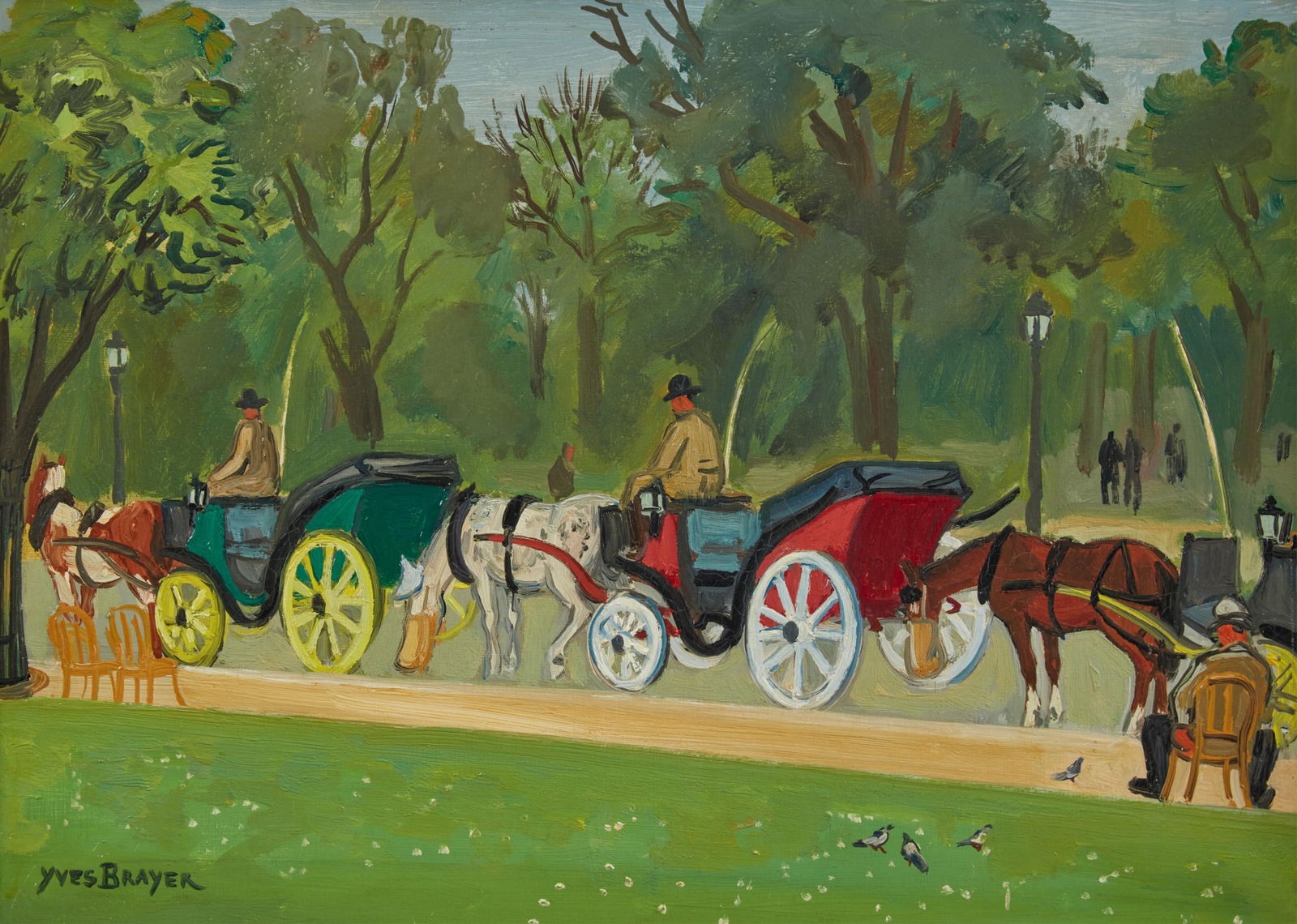 Yves Brayer, Fiacres aux Champs Élysées, Paris (1 of 5)